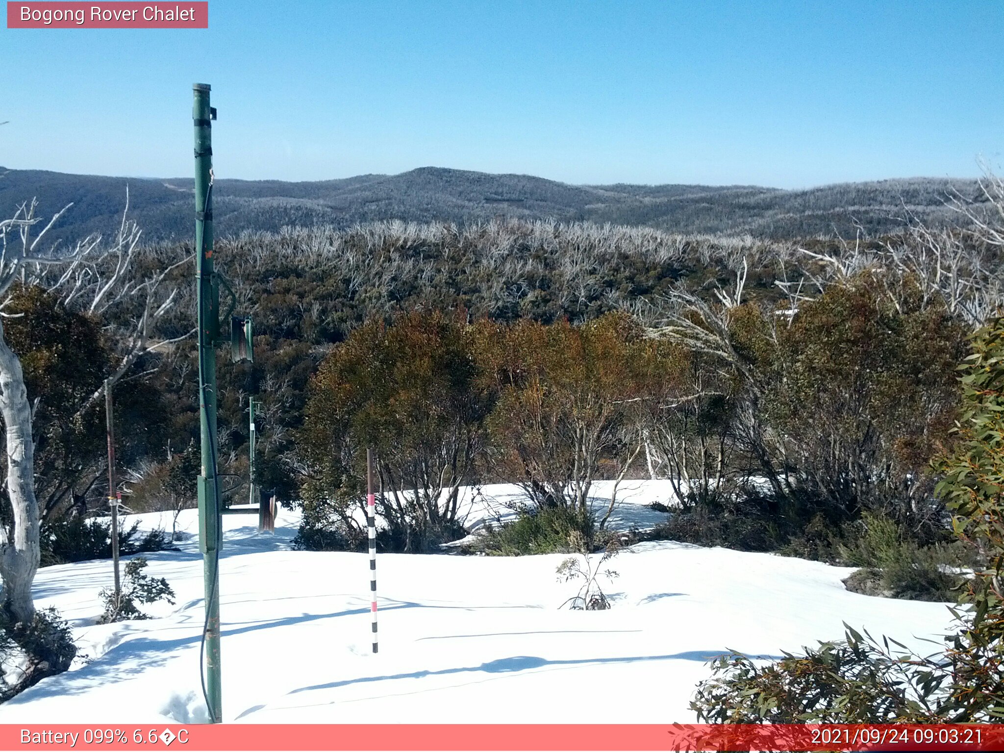 Bogong Web Cam 9:03am Friday 24th of September 2021