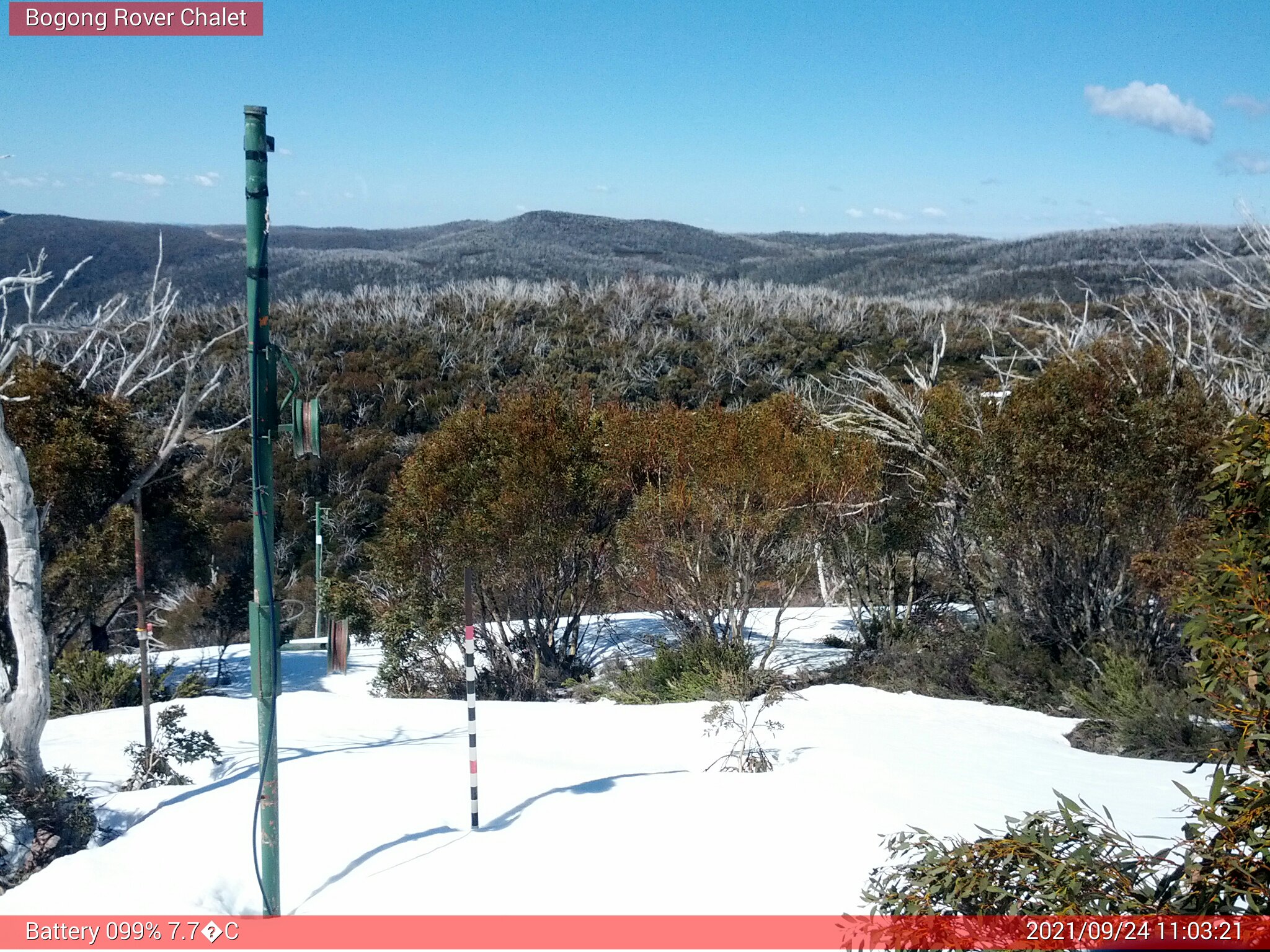 Bogong Web Cam 11:03am Friday 24th of September 2021