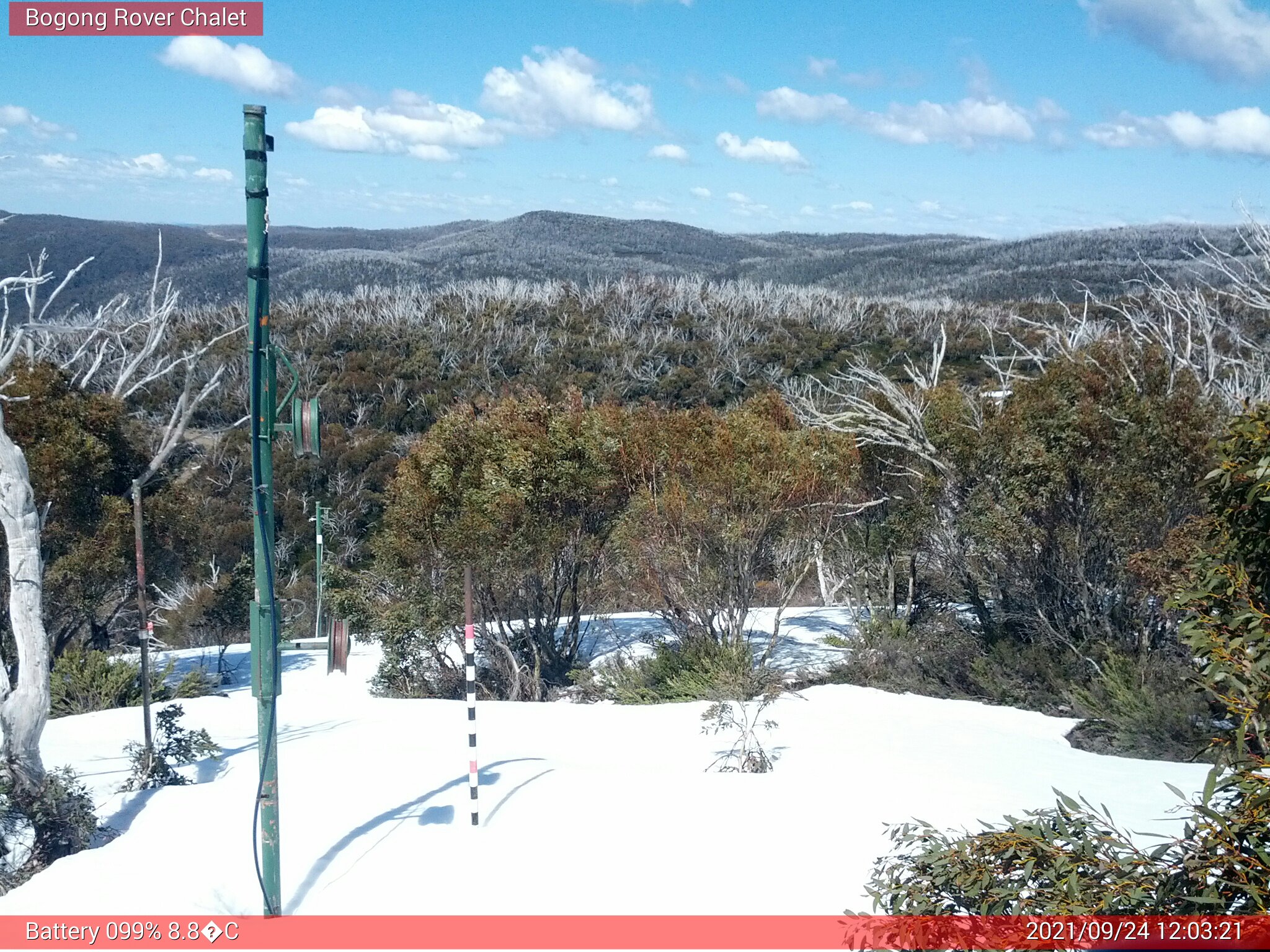 Bogong Web Cam 12:03pm Friday 24th of September 2021