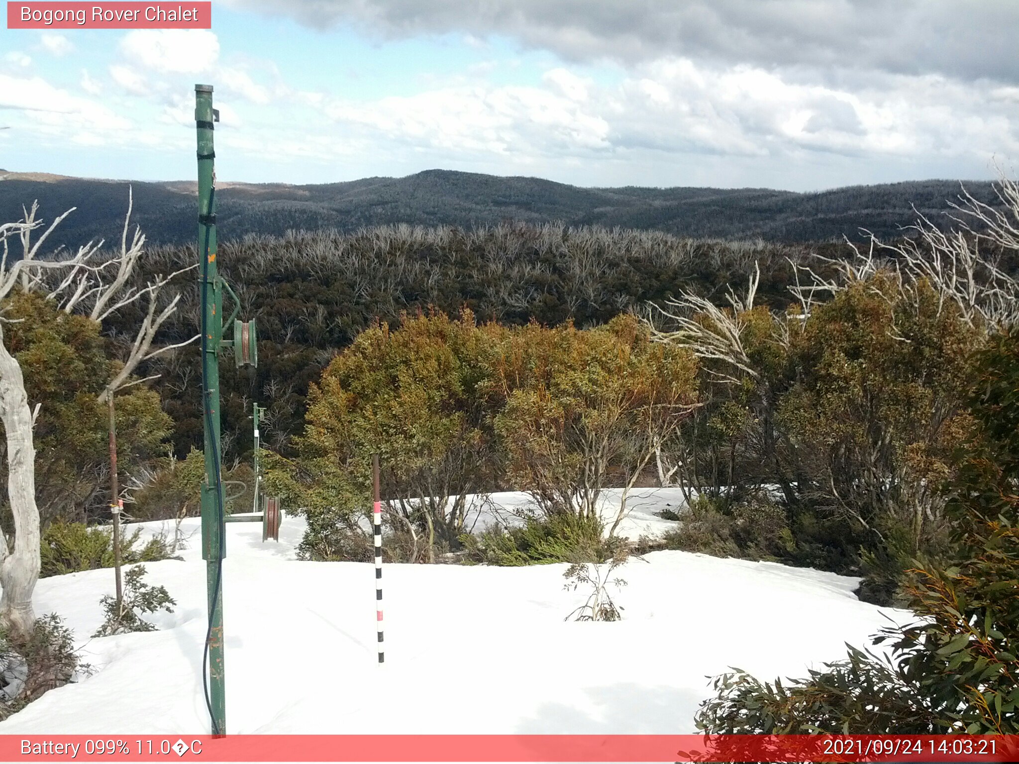 Bogong Web Cam 2:03pm Friday 24th of September 2021