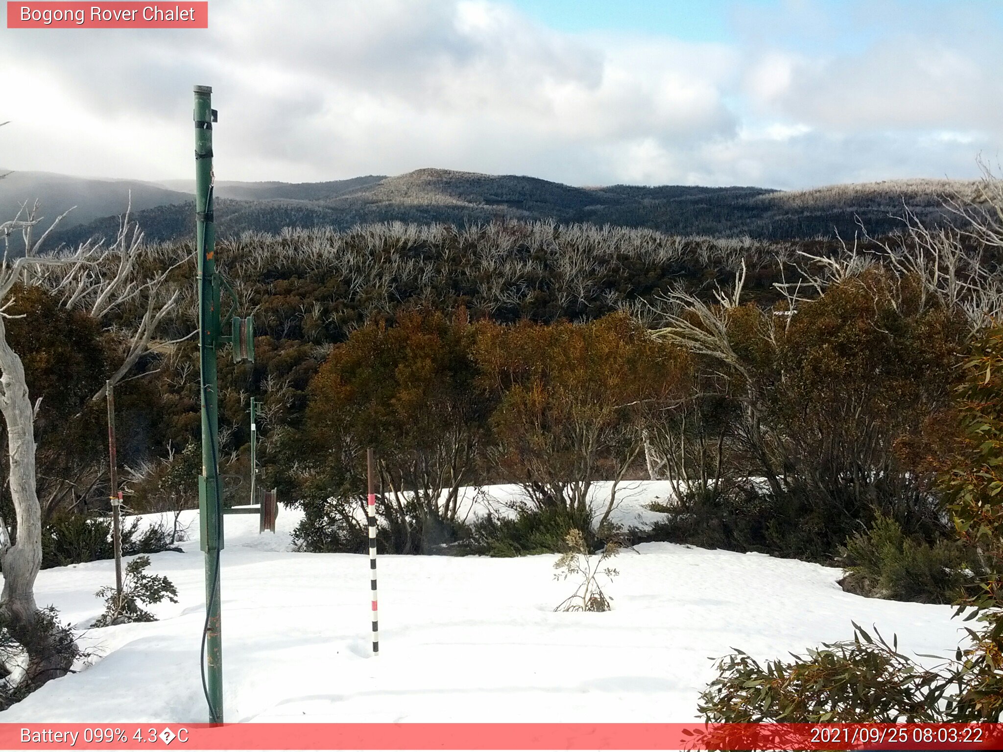 Bogong Web Cam 8:03am Saturday 25th of September 2021