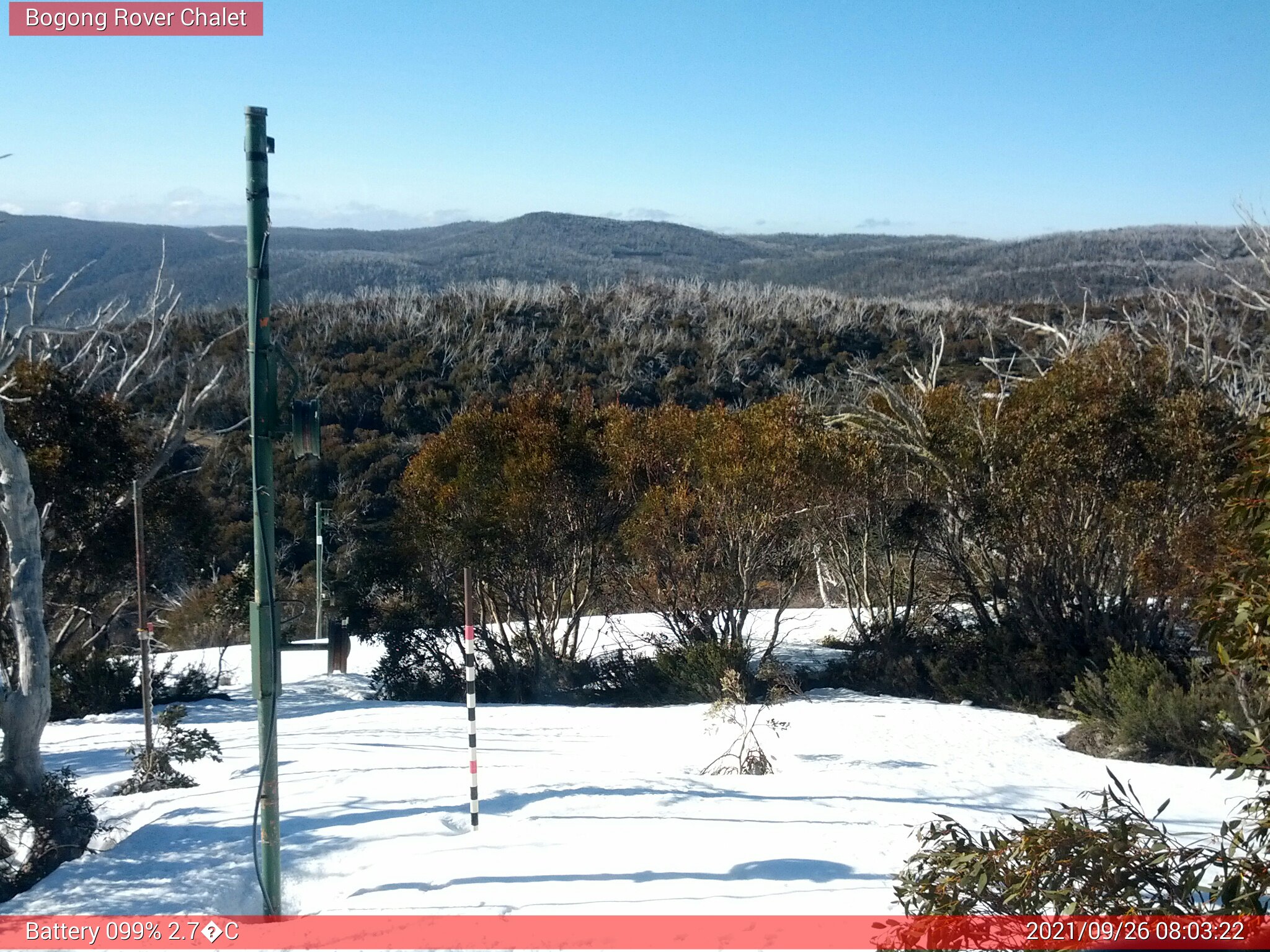 Bogong Web Cam 8:03am Sunday 26th of September 2021