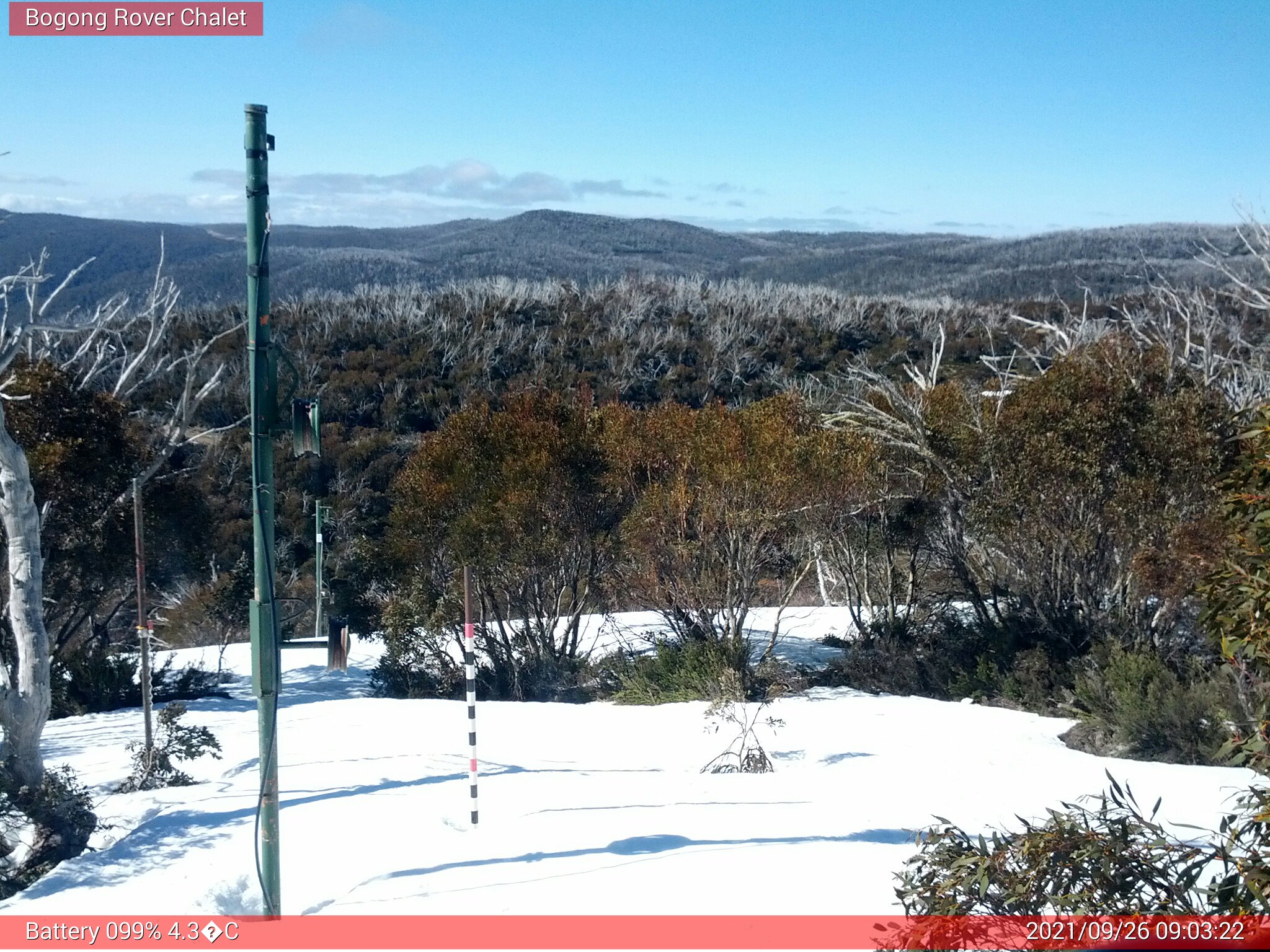 Bogong Web Cam 9:03am Sunday 26th of September 2021