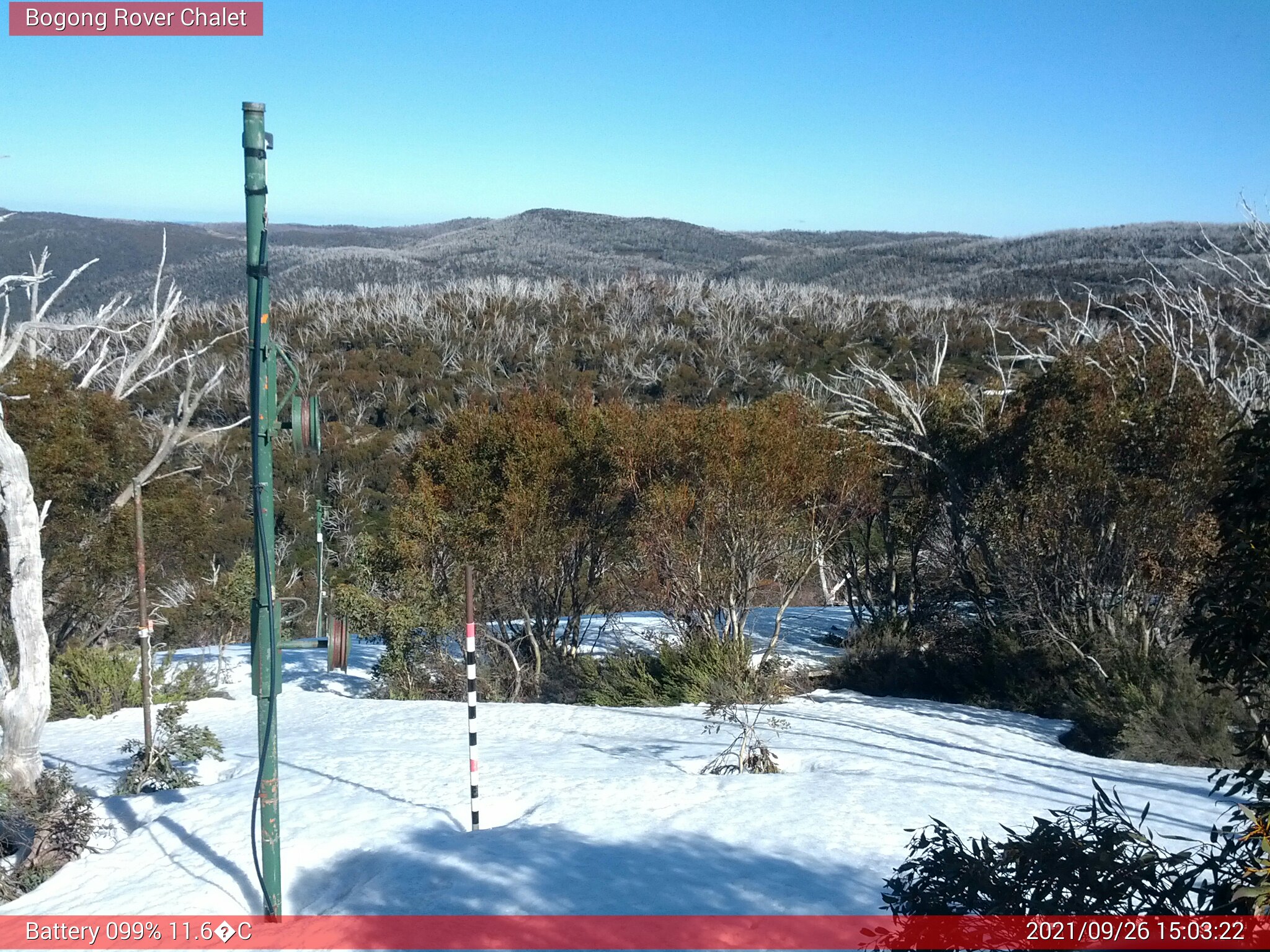 Bogong Web Cam 3:03pm Sunday 26th of September 2021