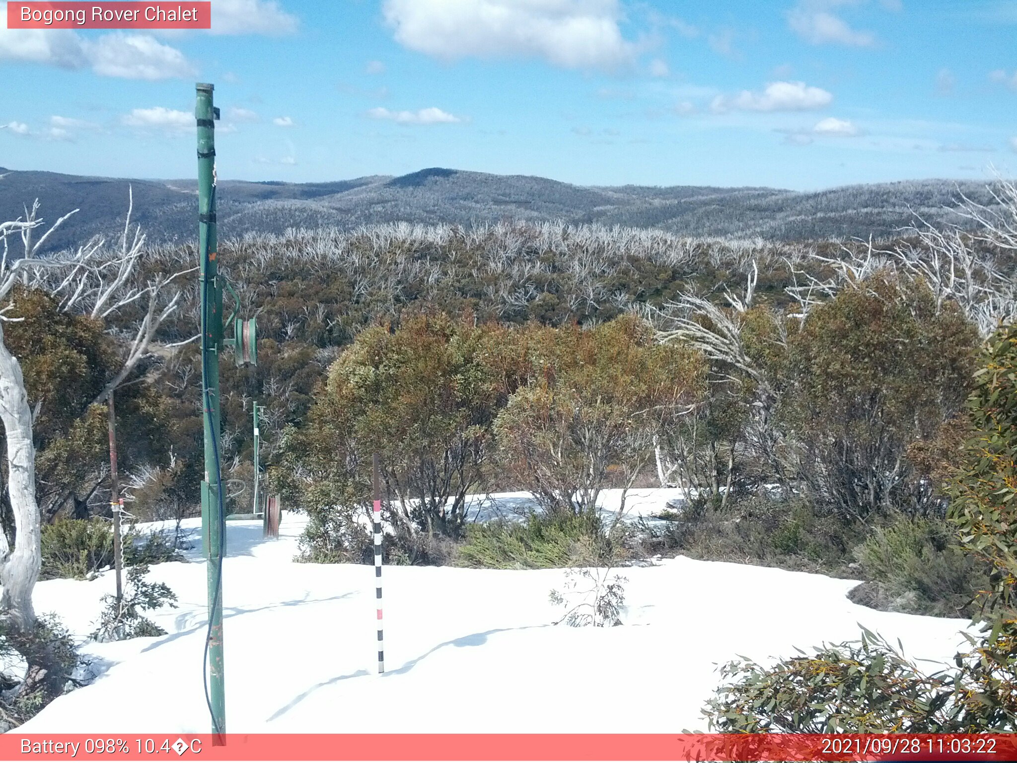 Bogong Web Cam 11:03am Tuesday 28th of September 2021