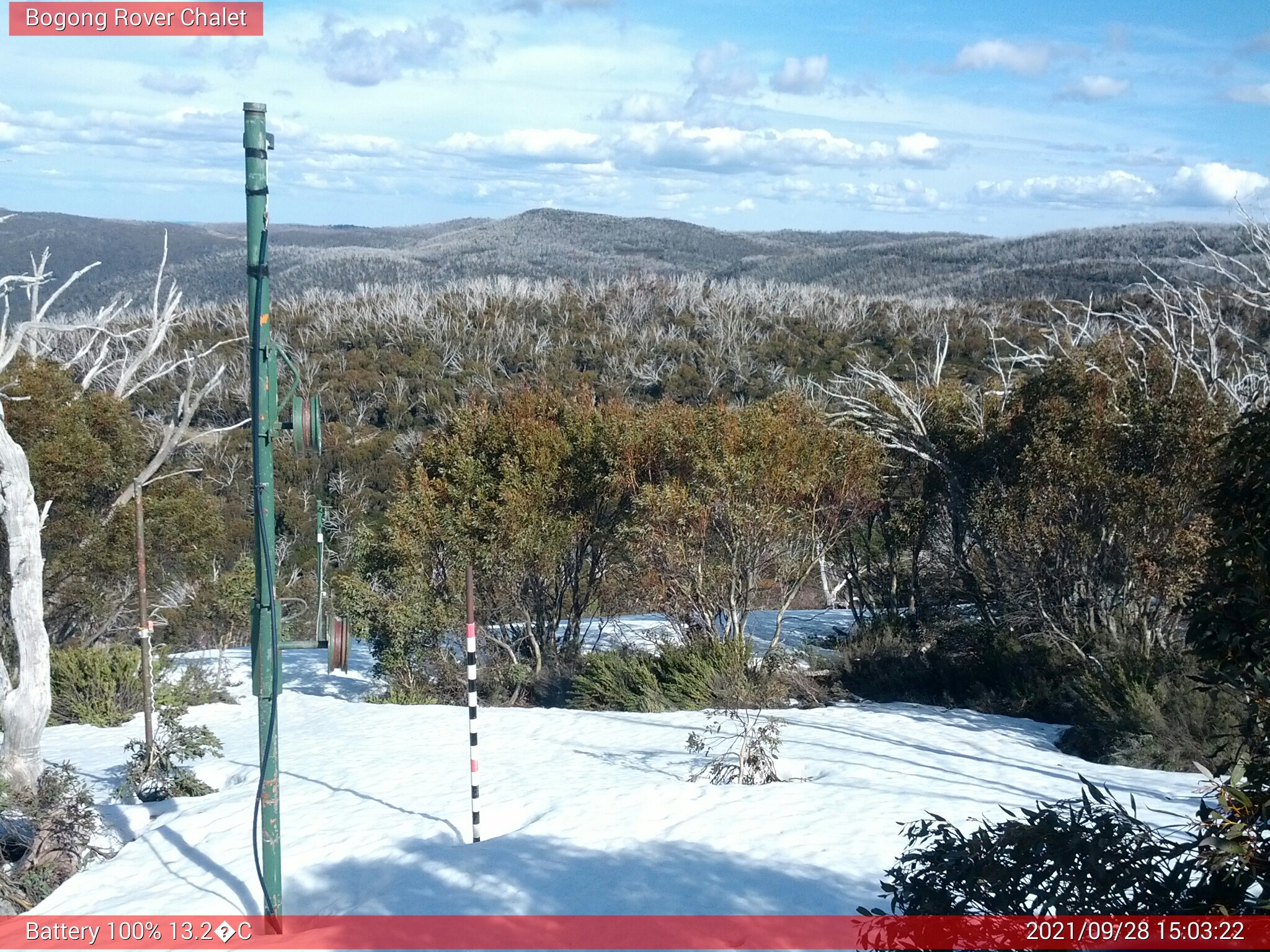 Bogong Web Cam 3:03pm Tuesday 28th of September 2021