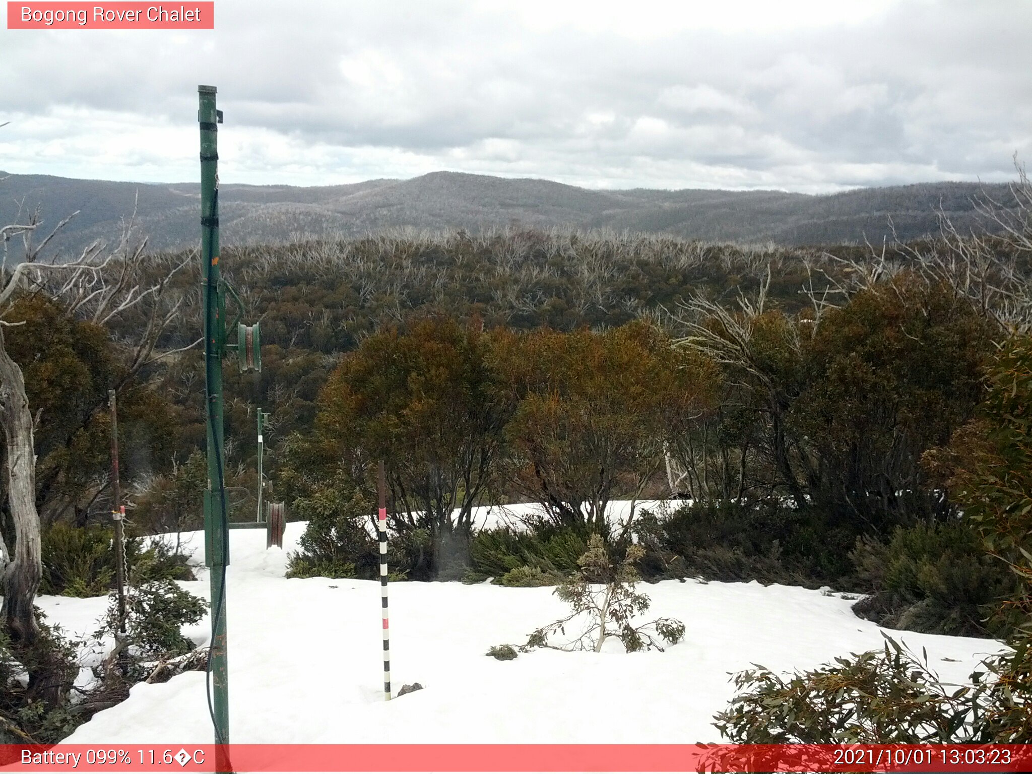 Bogong Web Cam 1:03pm Friday 1st of October 2021