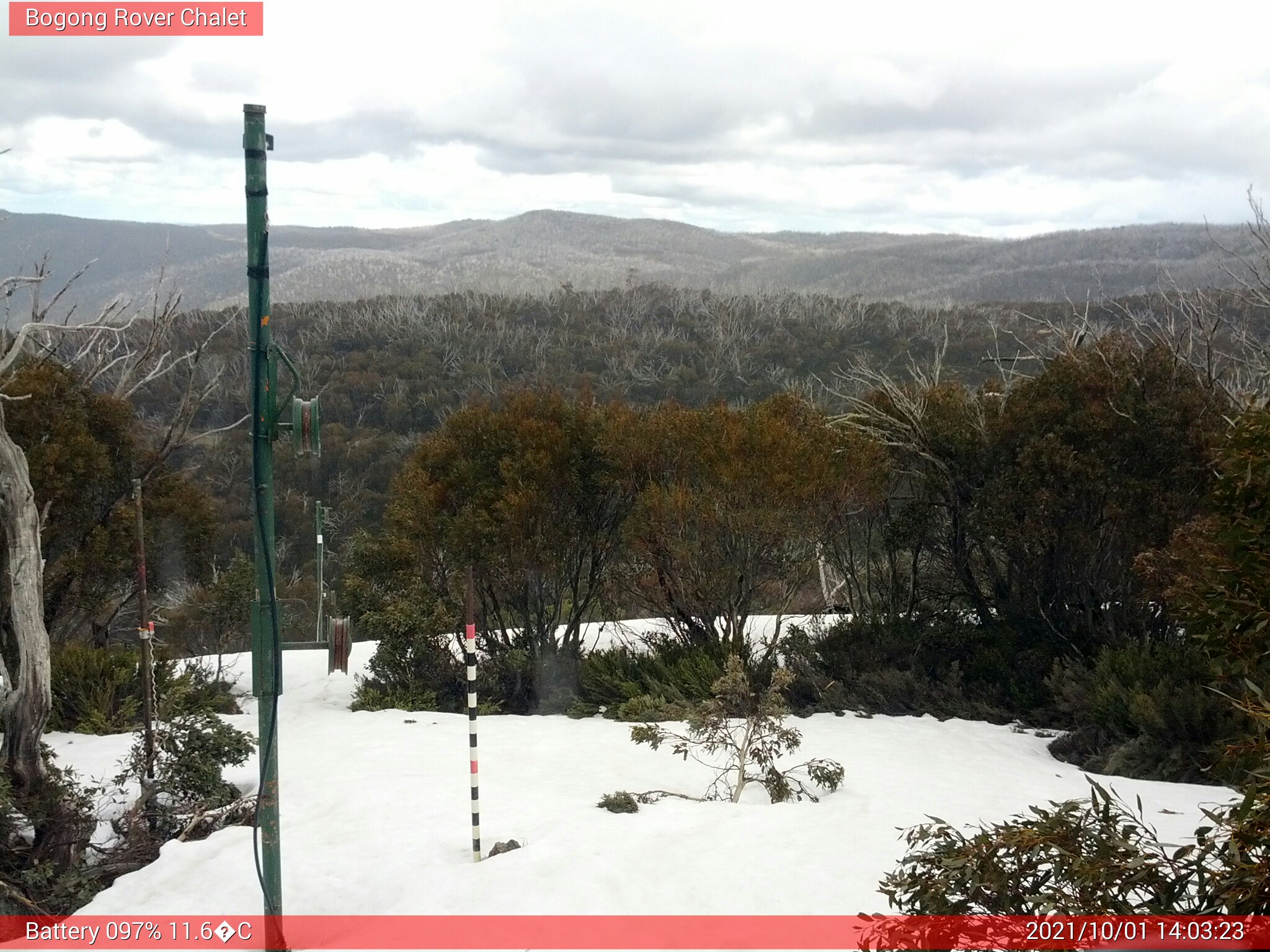 Bogong Web Cam 2:03pm Friday 1st of October 2021