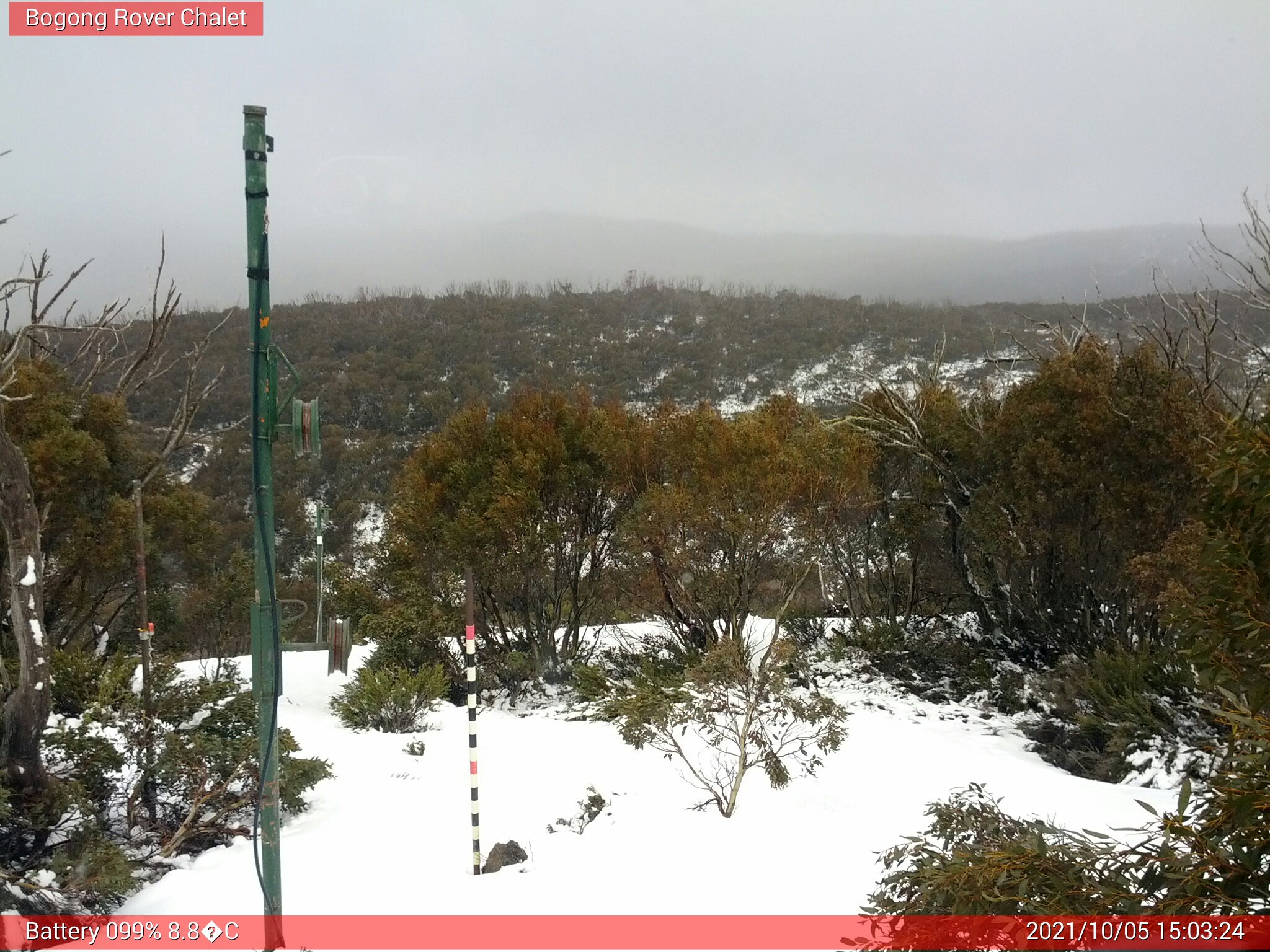 Bogong Web Cam 3:03pm Tuesday 5th of October 2021