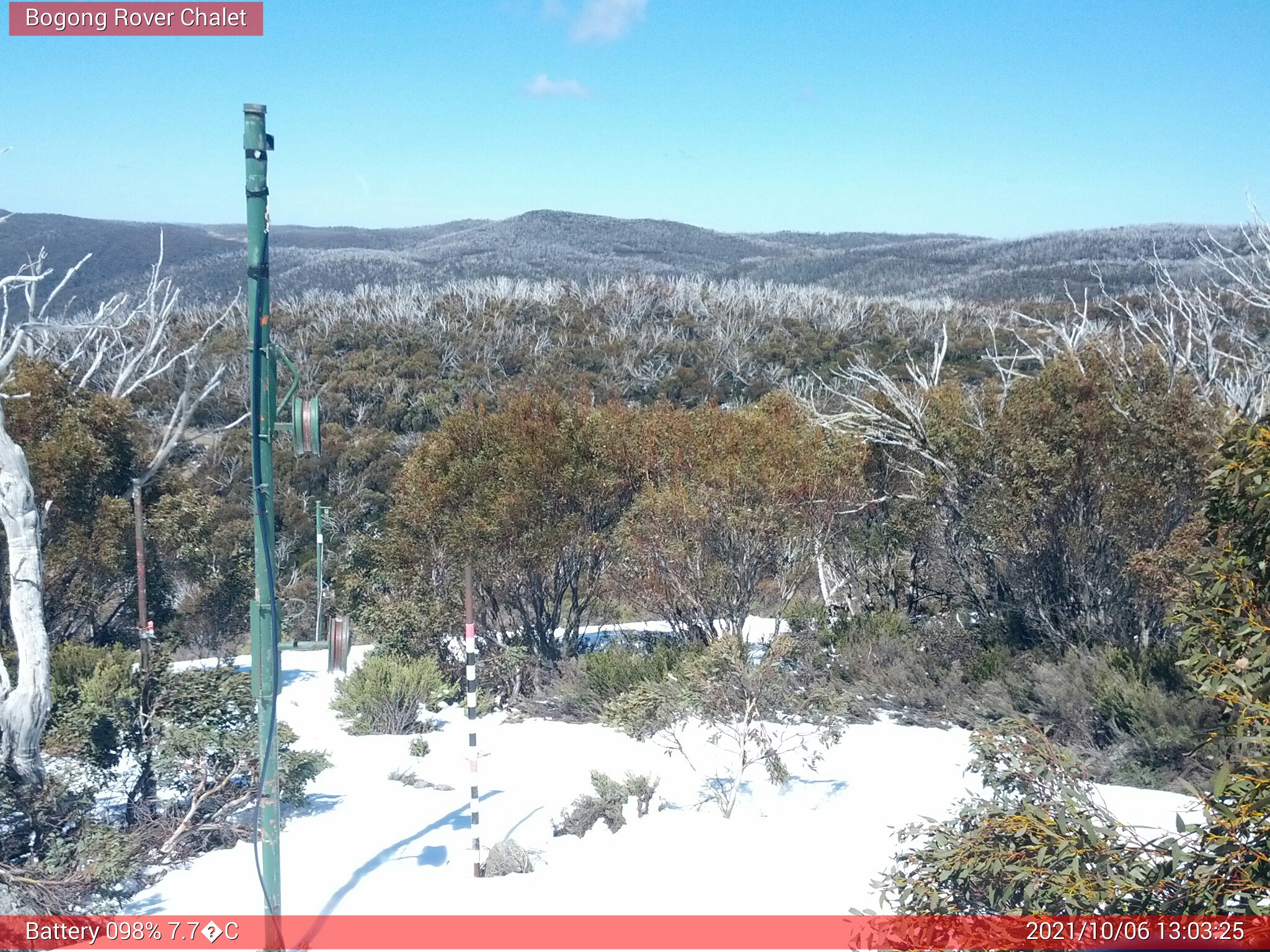 Bogong Web Cam 1:03pm Wednesday 6th of October 2021