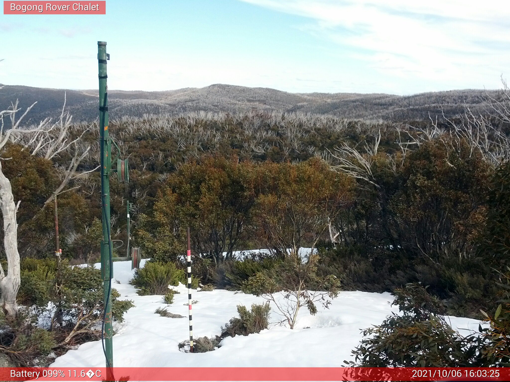 Bogong Web Cam 4:03pm Wednesday 6th of October 2021