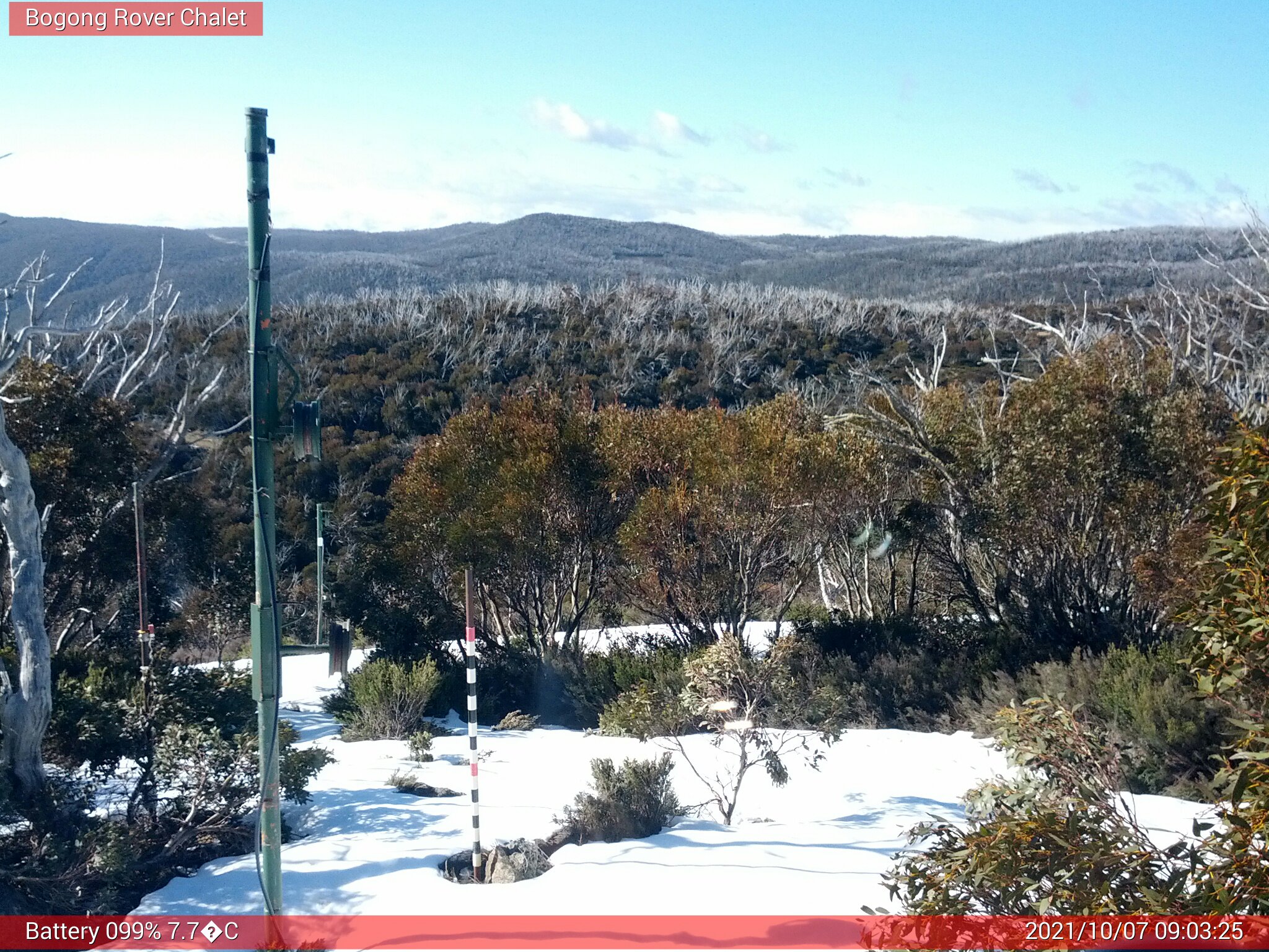 Bogong Web Cam 9:03am Thursday 7th of October 2021