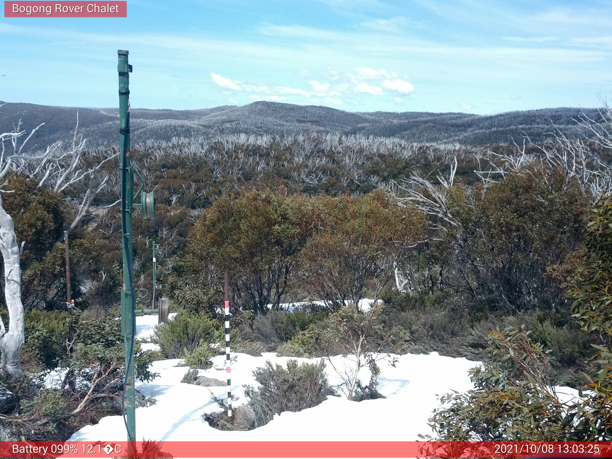 Bogong Web Cam 1:03pm Friday 8th of October 2021