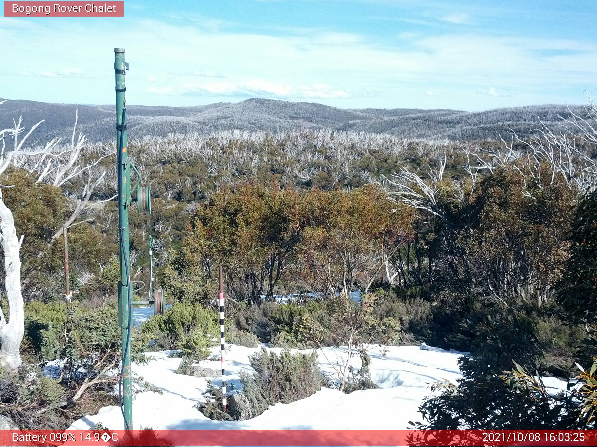 Bogong Web Cam 4:03pm Friday 8th of October 2021