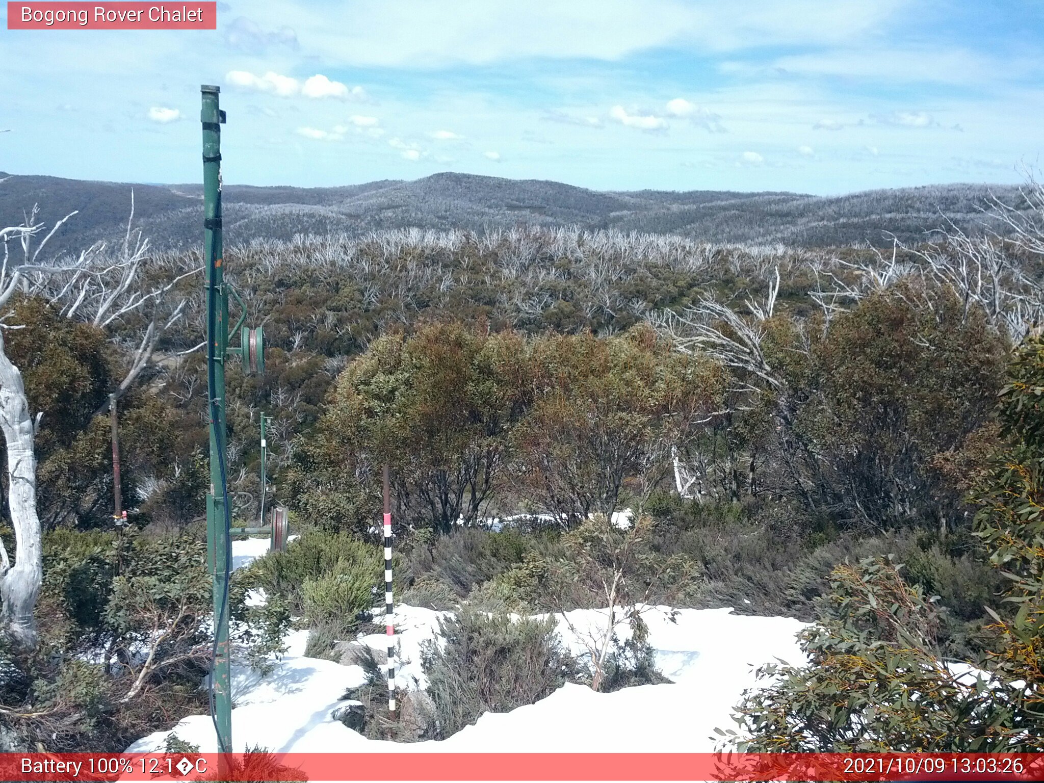 Bogong Web Cam 1:03pm Saturday 9th of October 2021