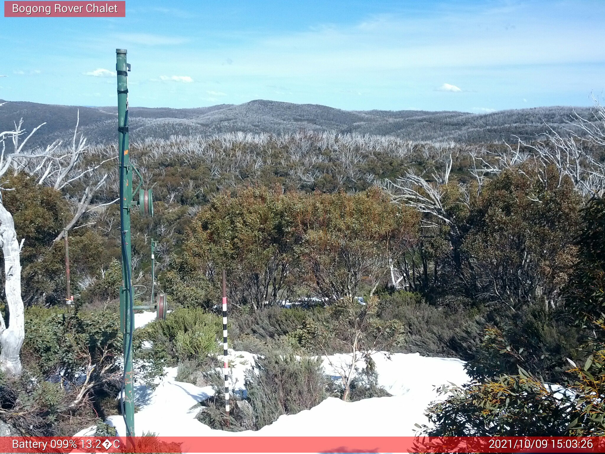 Bogong Web Cam 3:03pm Saturday 9th of October 2021