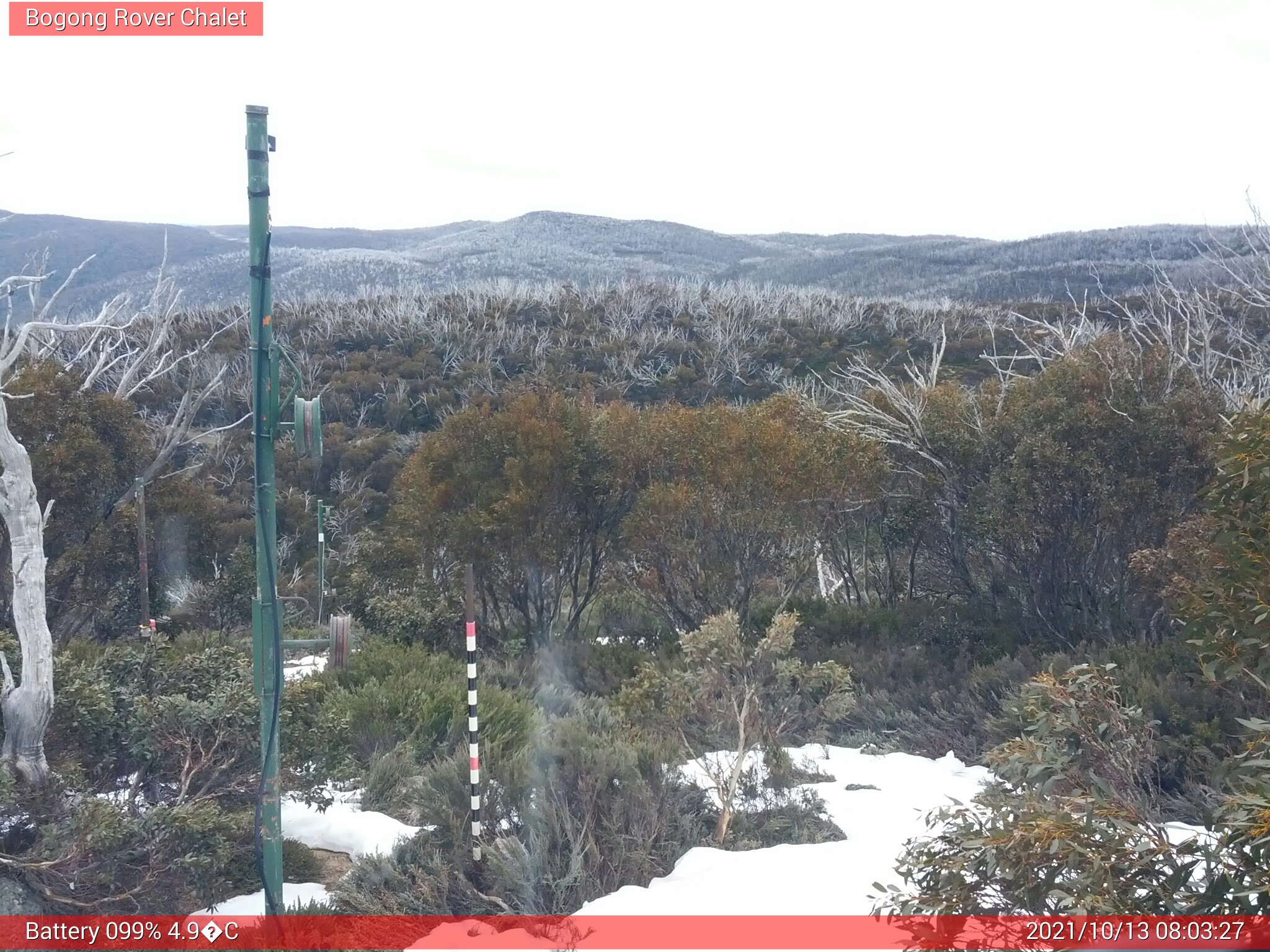 Bogong Web Cam 8:03am Wednesday 13th of October 2021