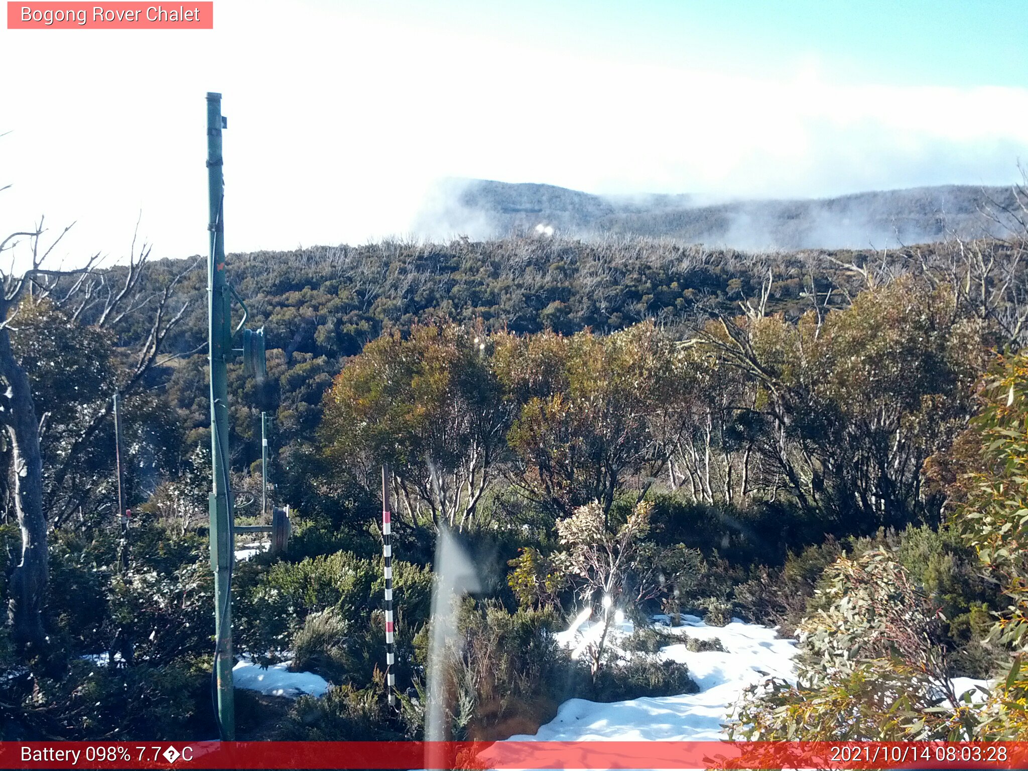 Bogong Web Cam 8:03am Thursday 14th of October 2021