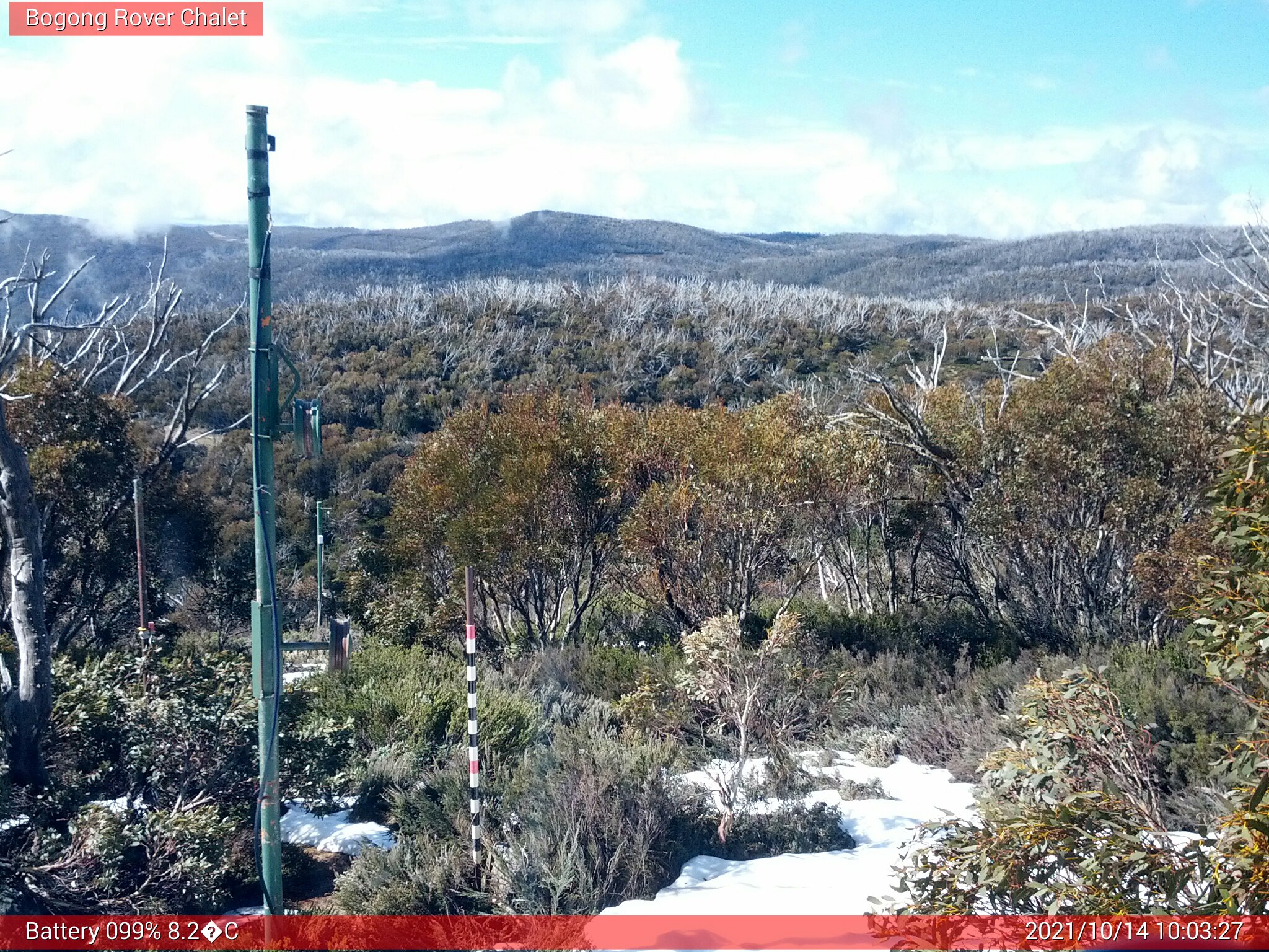 Bogong Web Cam 10:03am Thursday 14th of October 2021