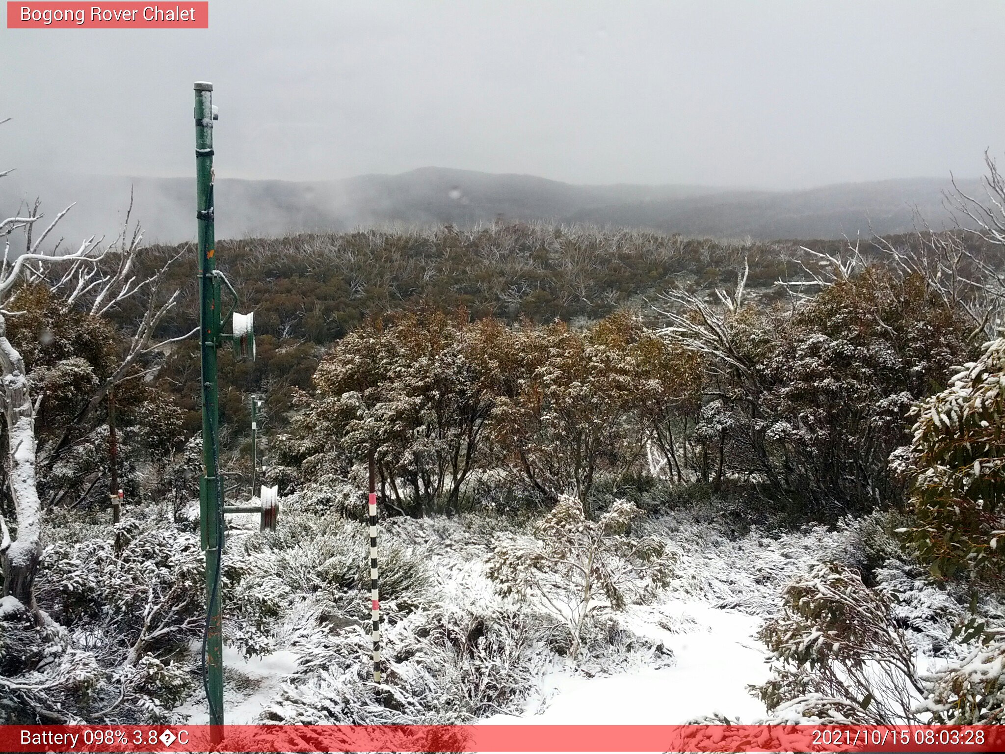 Bogong Web Cam 8:03am Friday 15th of October 2021