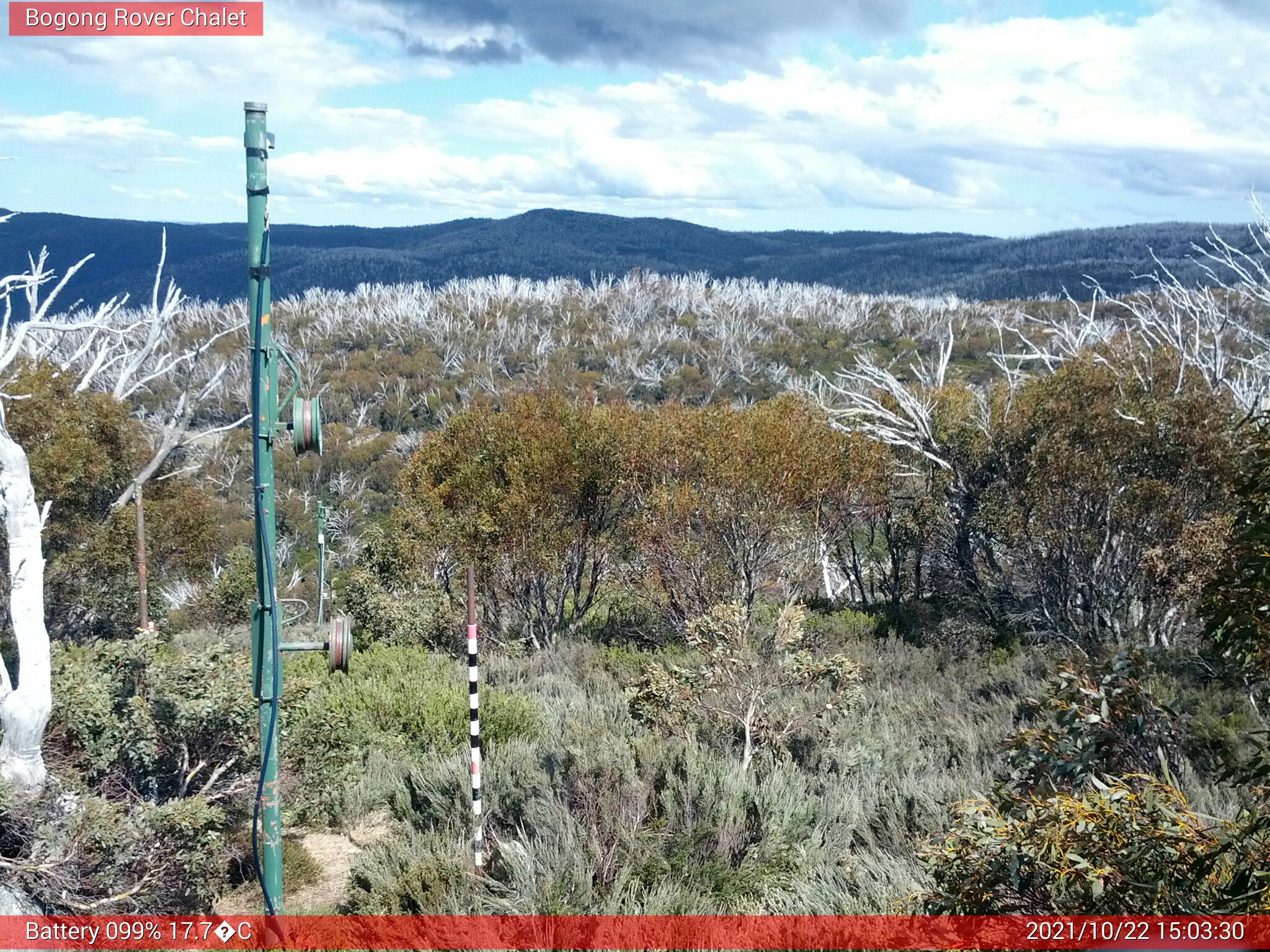 Bogong Web Cam 3:03pm Friday 22nd of October 2021