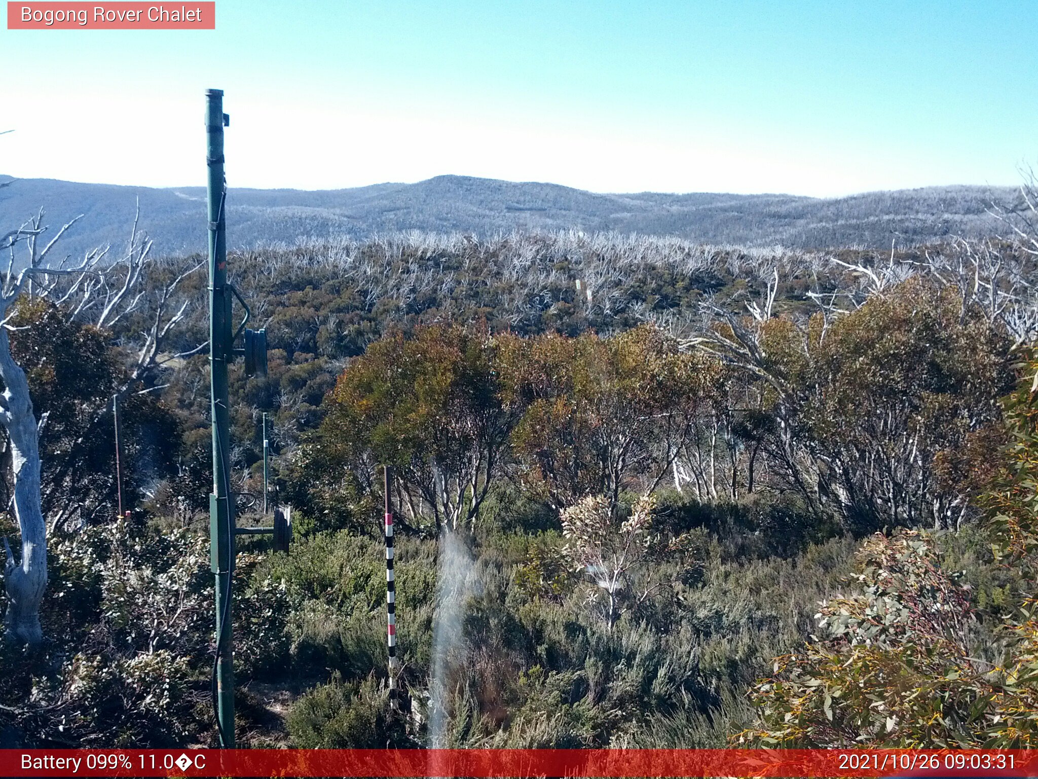 Bogong Web Cam 9:03am Tuesday 26th of October 2021