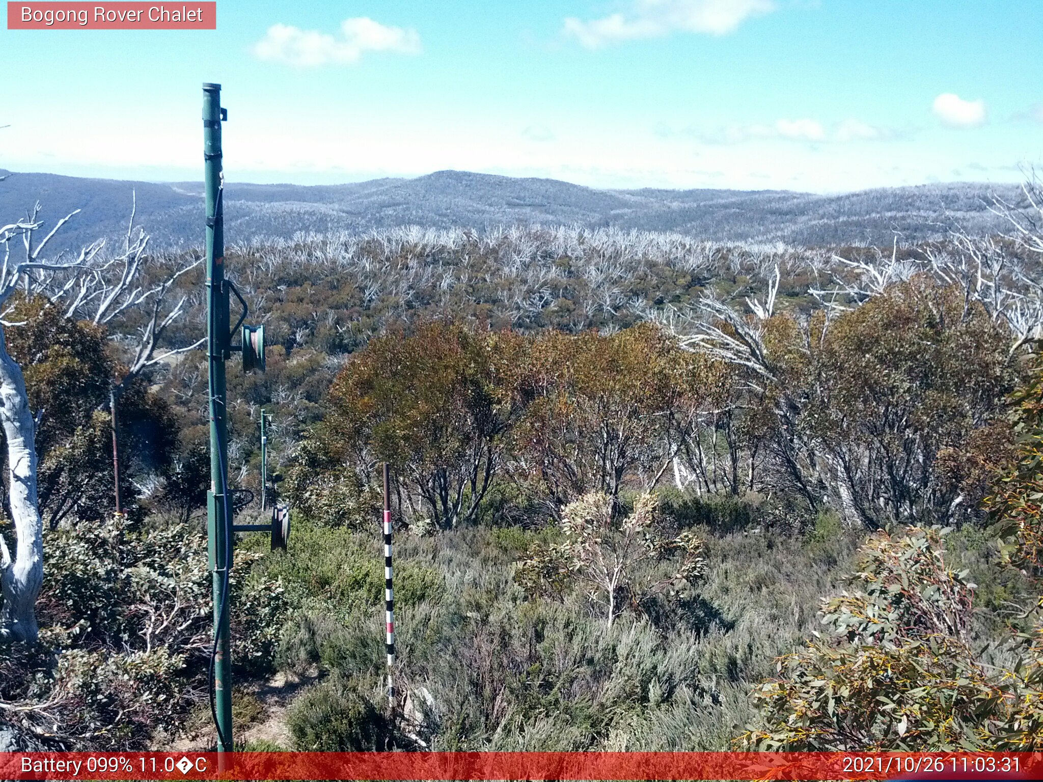 Bogong Web Cam 11:03am Tuesday 26th of October 2021