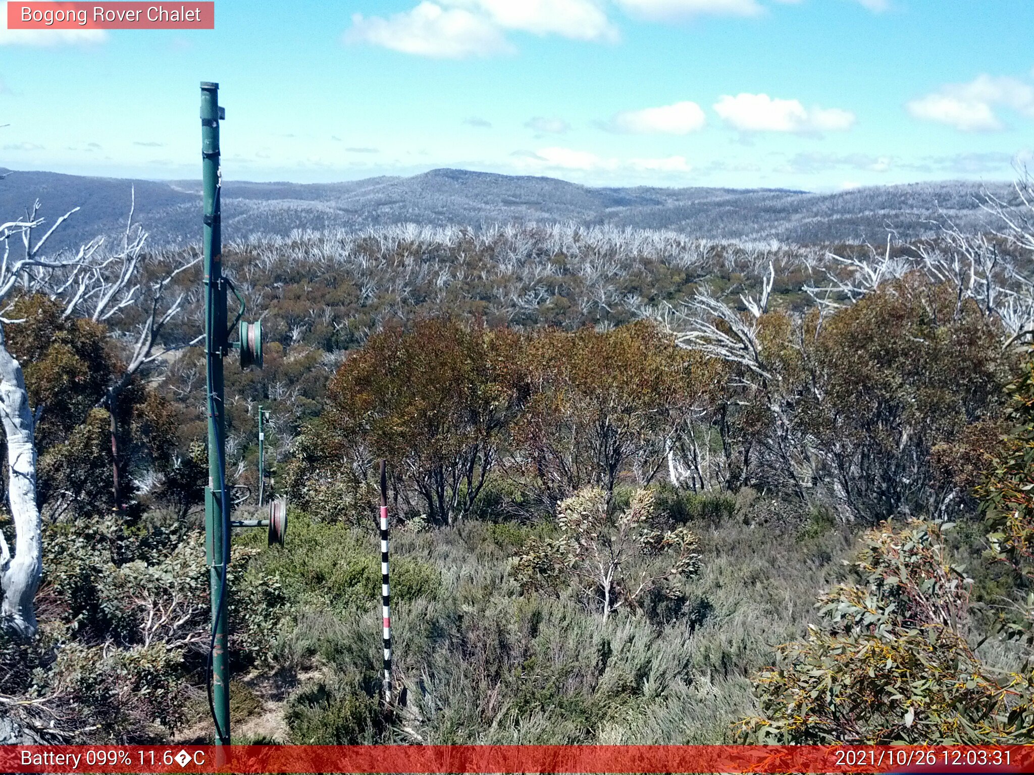 Bogong Web Cam 12:03pm Tuesday 26th of October 2021