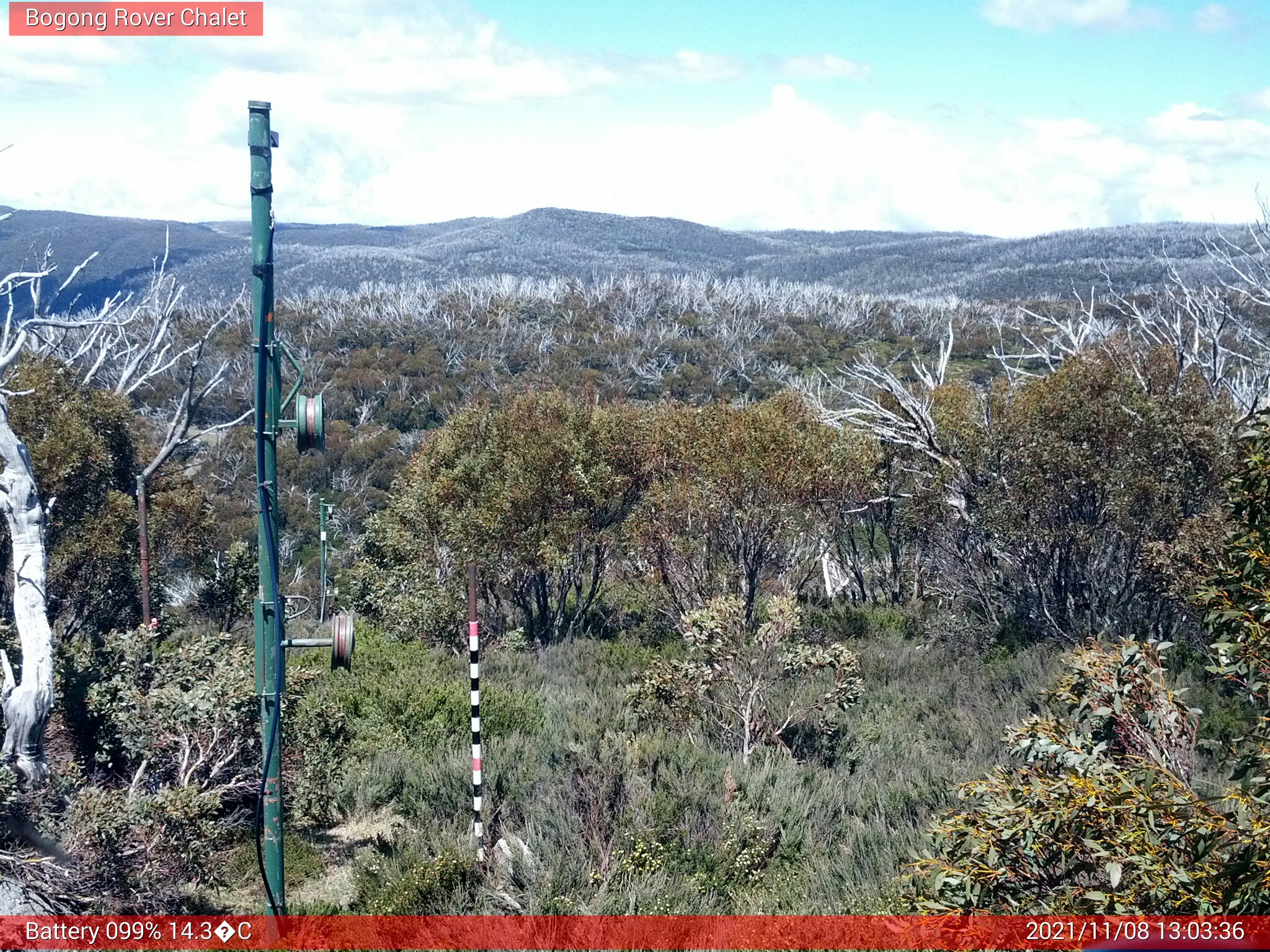 Bogong Web Cam 1:03pm Monday 8th of November 2021