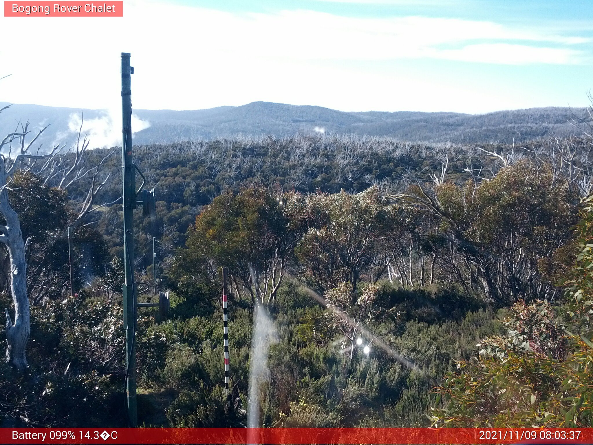 Bogong Web Cam 8:03am Tuesday 9th of November 2021