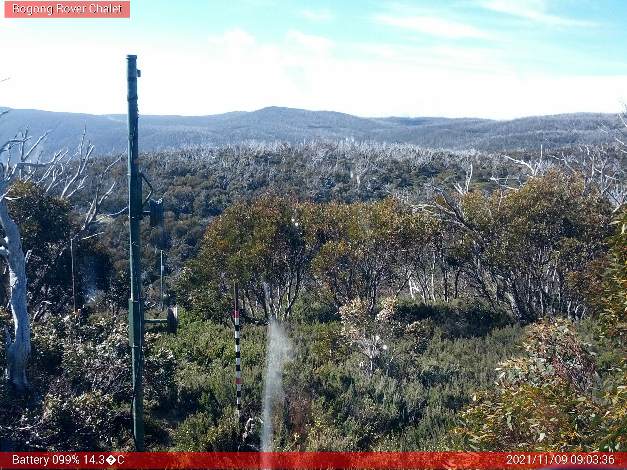 Bogong Web Cam 9:03am Tuesday 9th of November 2021