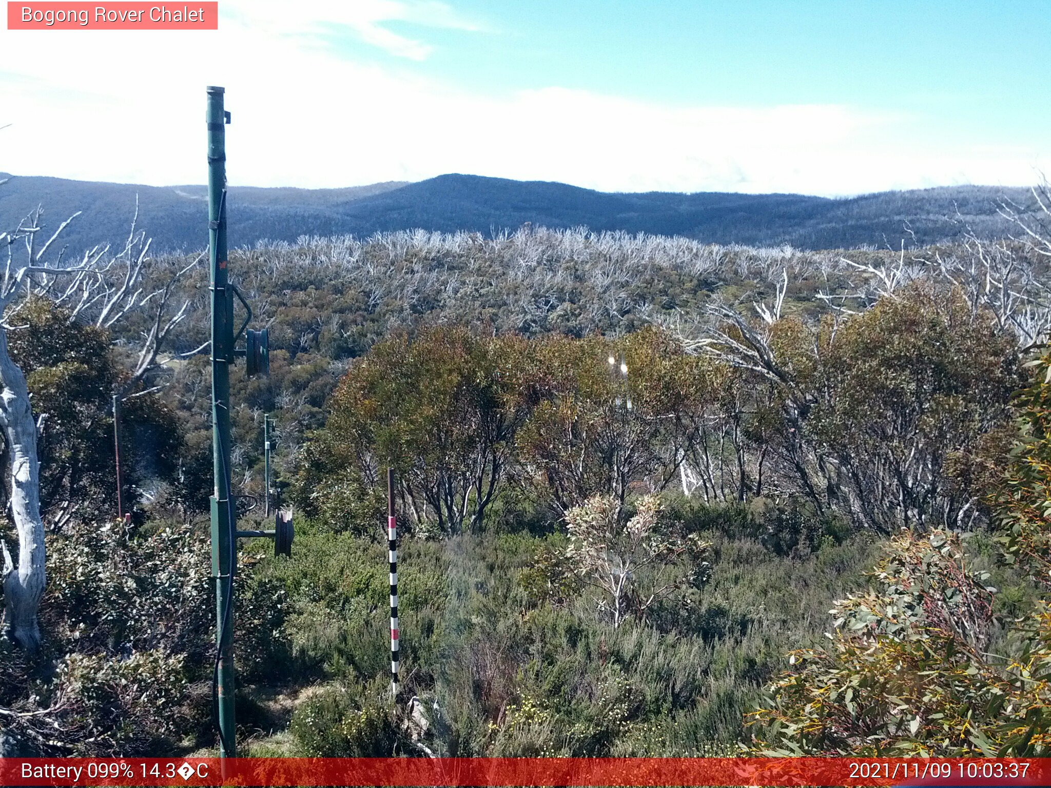 Bogong Web Cam 10:03am Tuesday 9th of November 2021