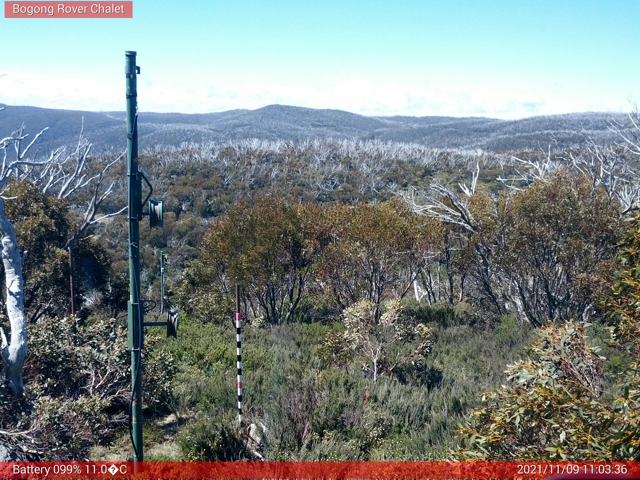 Bogong Web Cam 11:03am Tuesday 9th of November 2021