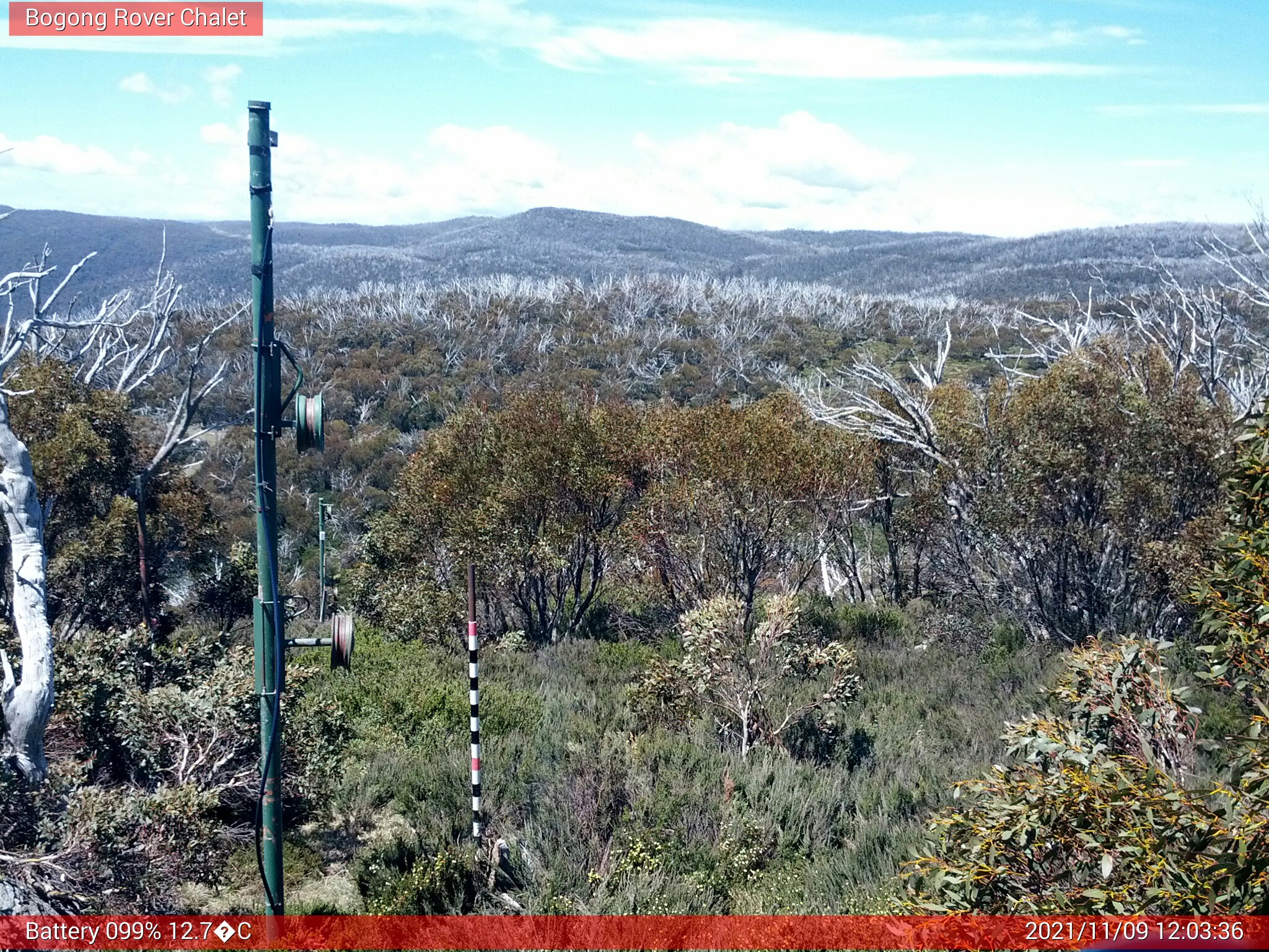 Bogong Web Cam 12:03pm Tuesday 9th of November 2021