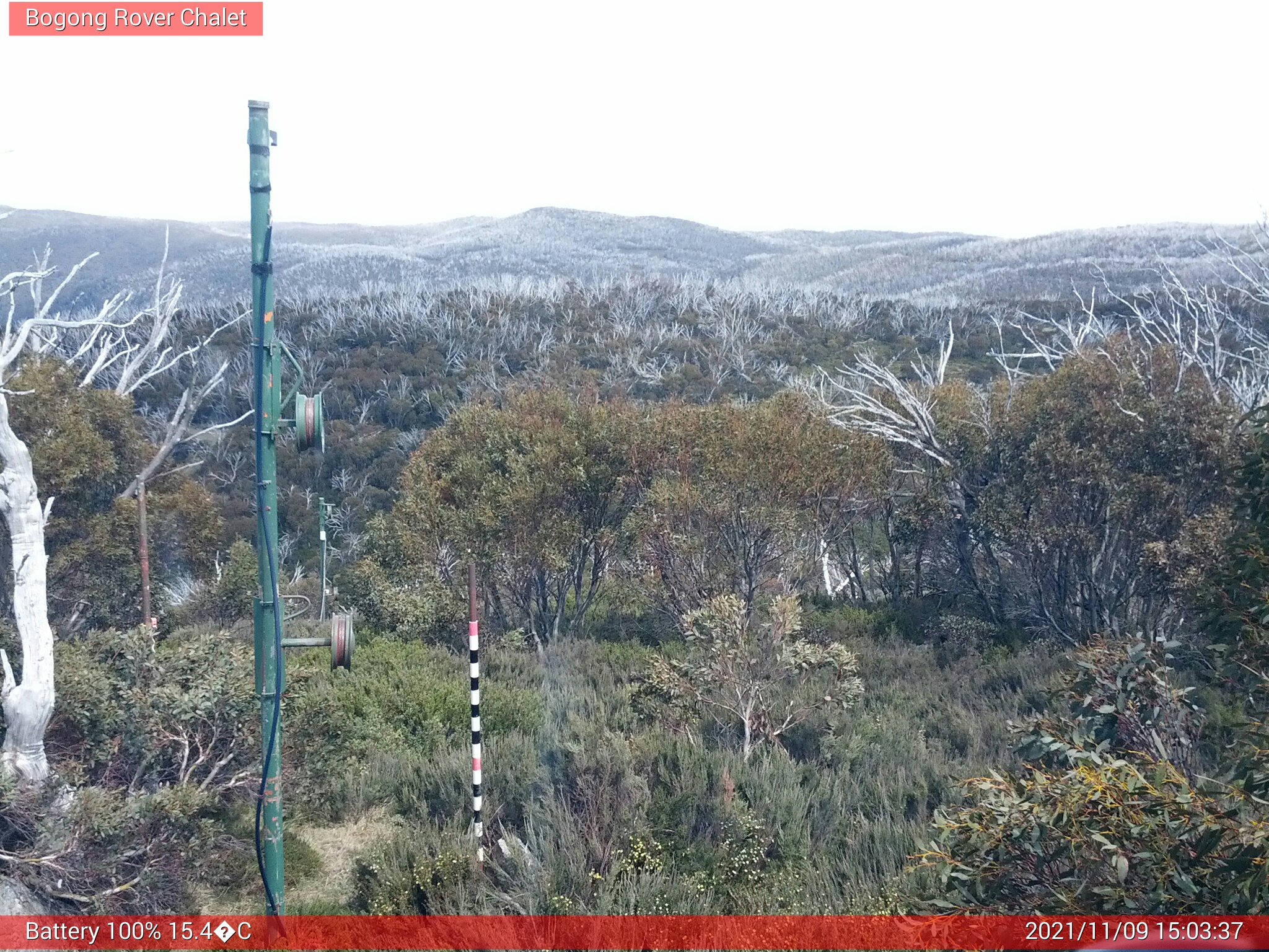 Bogong Web Cam 3:03pm Tuesday 9th of November 2021