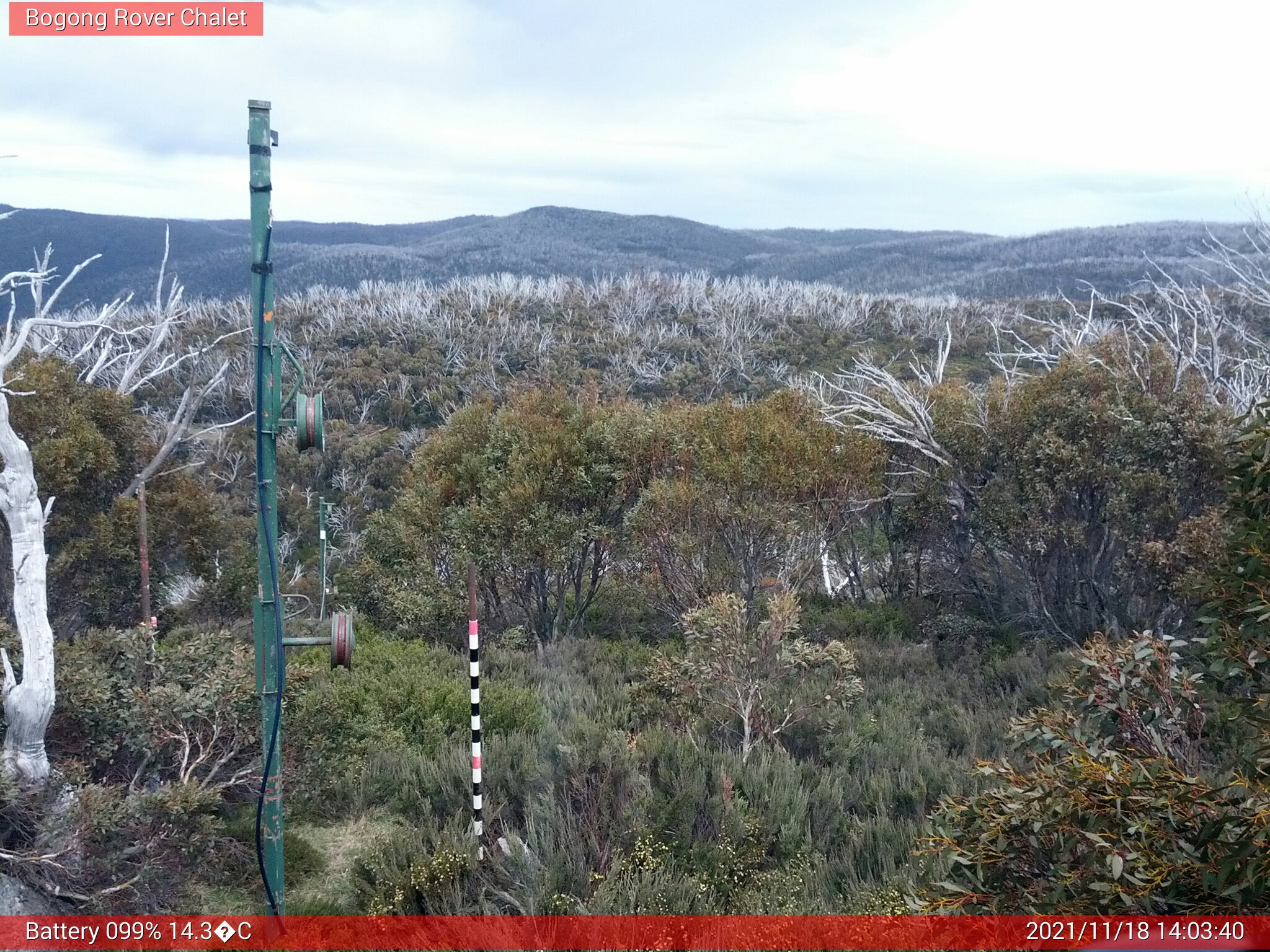 Bogong Web Cam 2:03pm Thursday 18th of November 2021