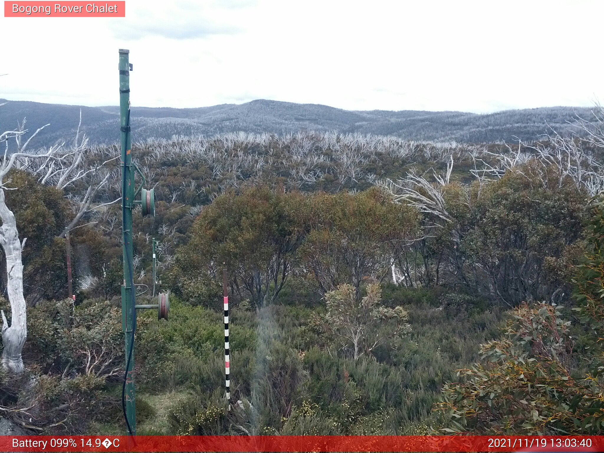 Bogong Web Cam 1:03pm Friday 19th of November 2021