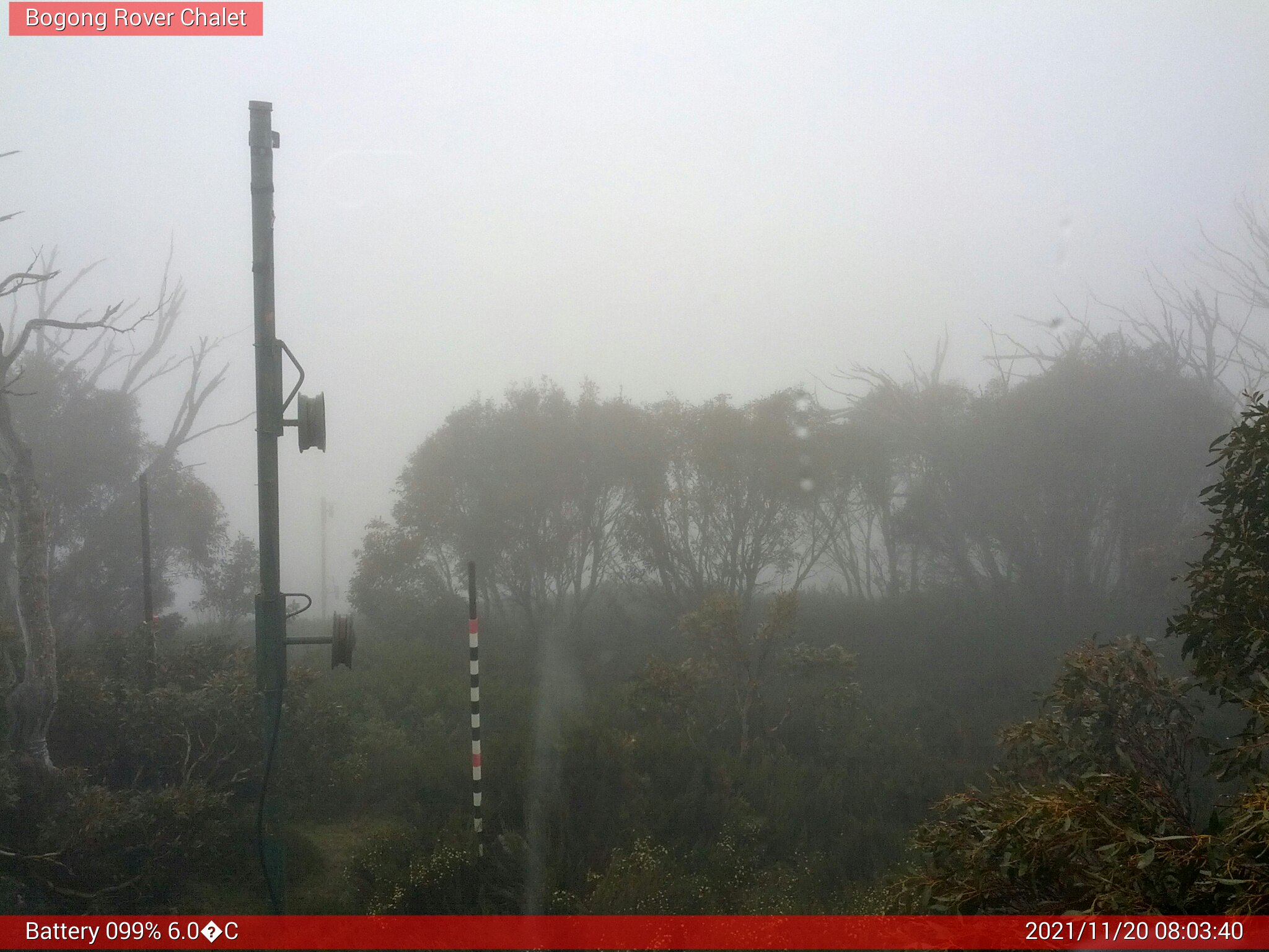 Bogong Web Cam 8:03am Saturday 20th of November 2021