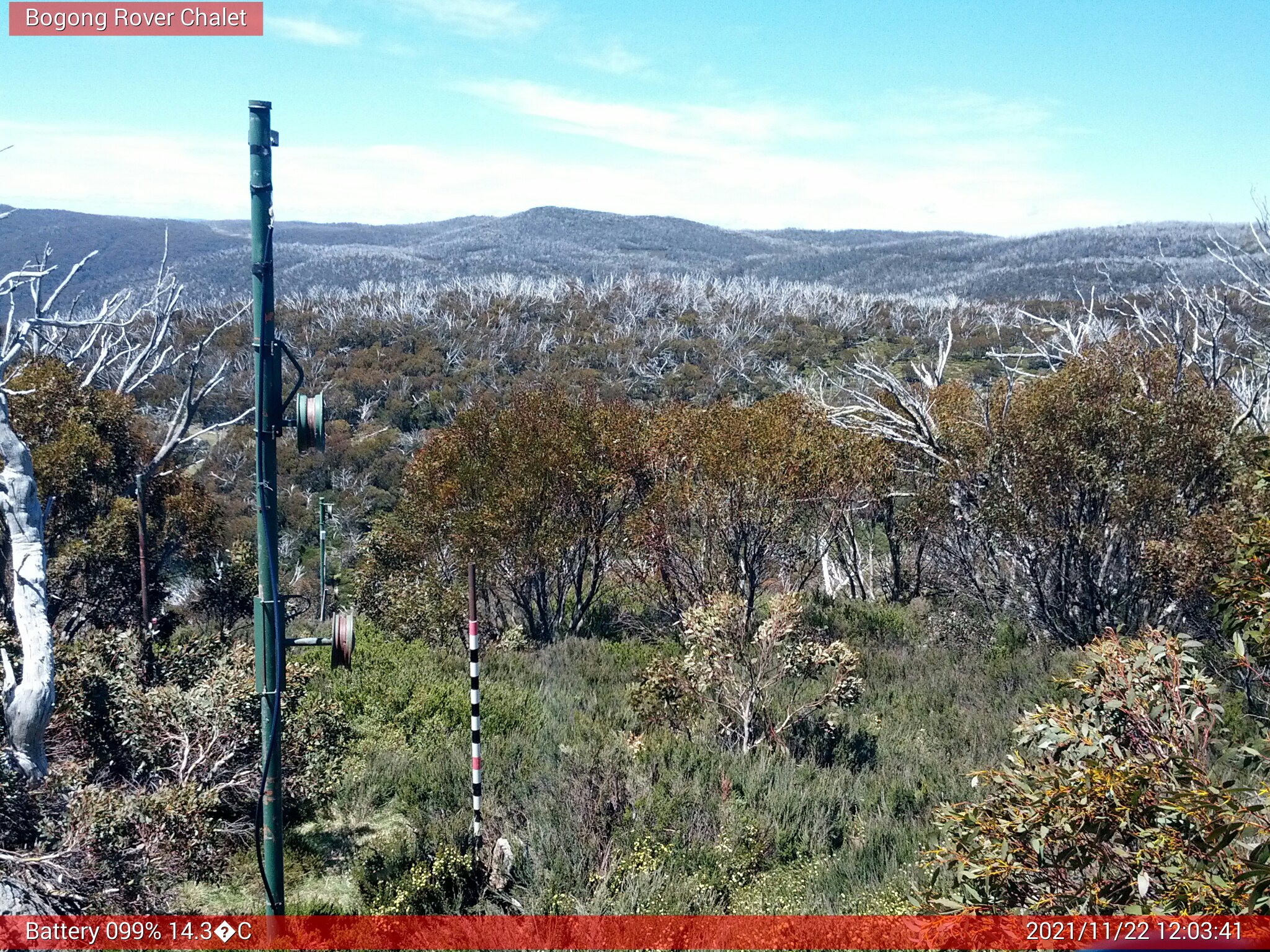 Bogong Web Cam 12:03pm Monday 22nd of November 2021