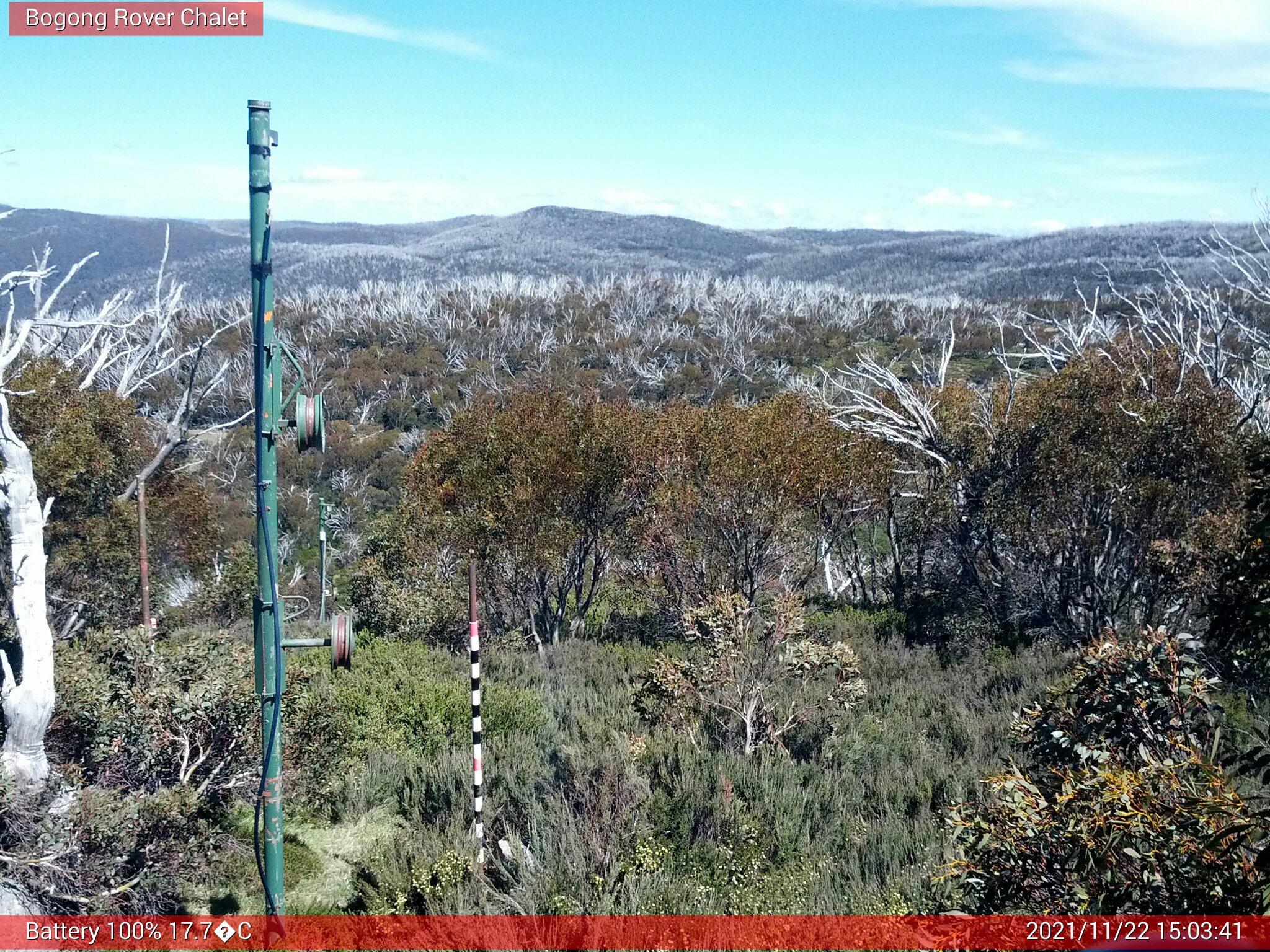 Bogong Web Cam 3:03pm Monday 22nd of November 2021