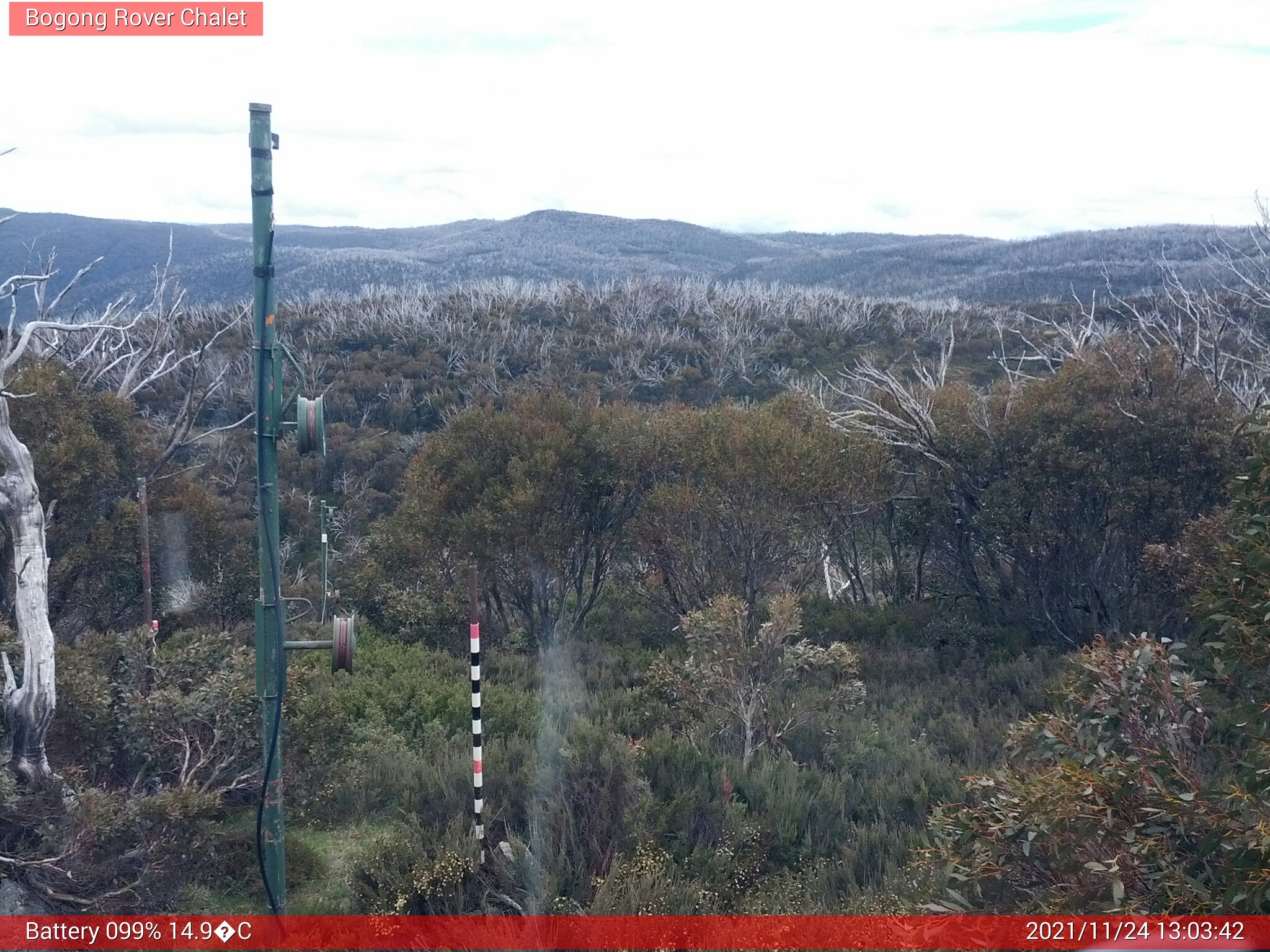 Bogong Web Cam 1:03pm Wednesday 24th of November 2021