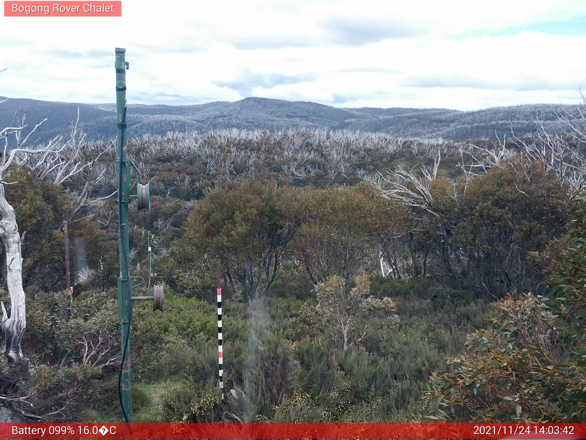 Bogong Web Cam 2:03pm Wednesday 24th of November 2021