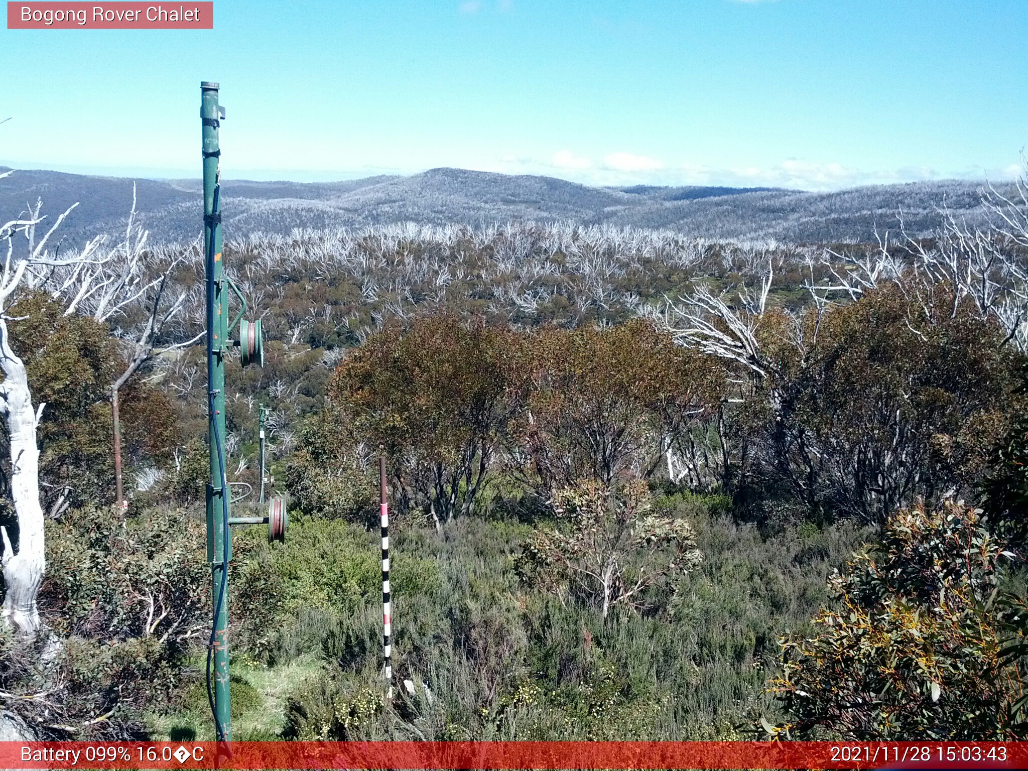 Bogong Web Cam 3:03pm Sunday 28th of November 2021