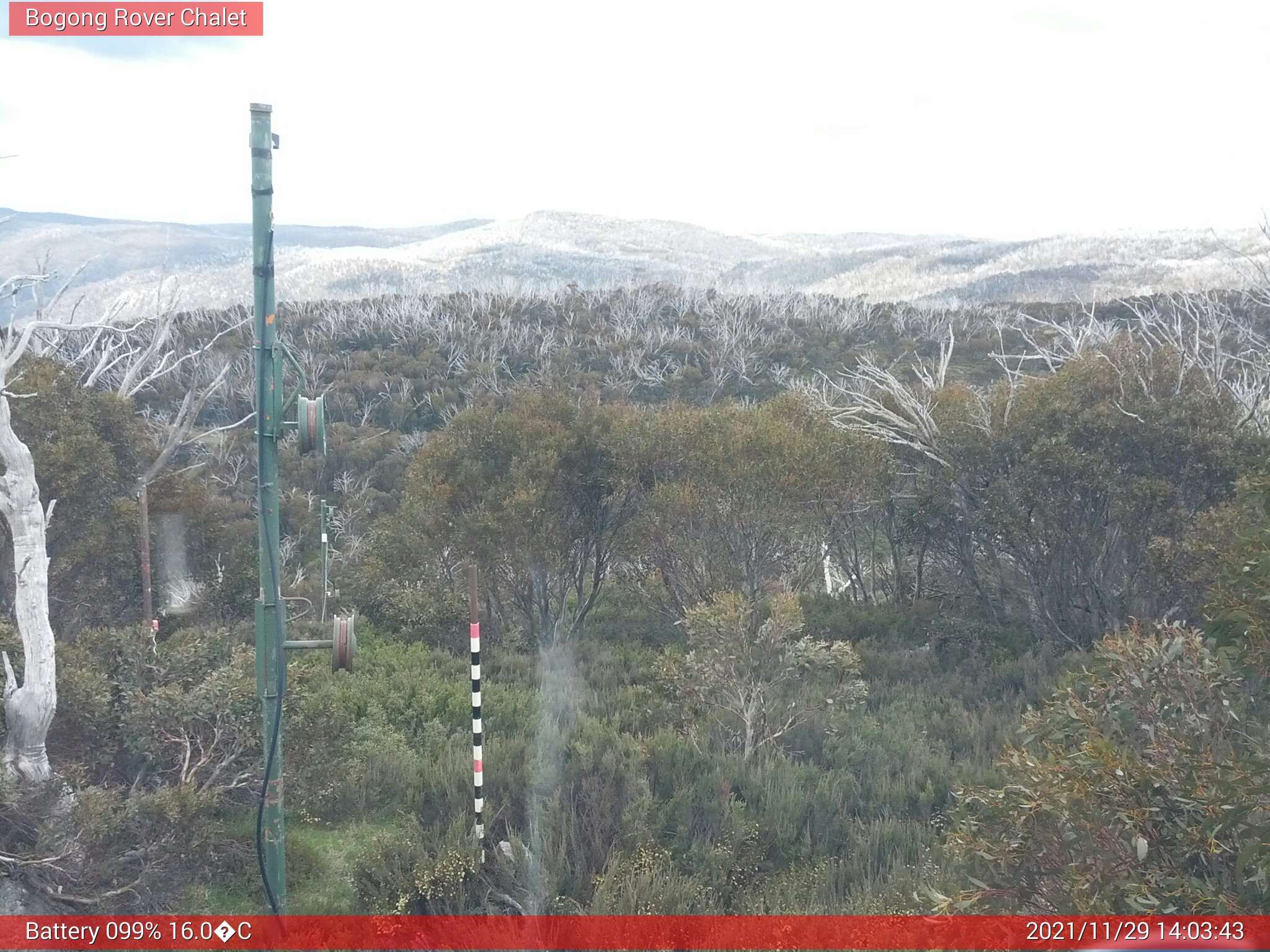 Bogong Web Cam 2:03pm Monday 29th of November 2021