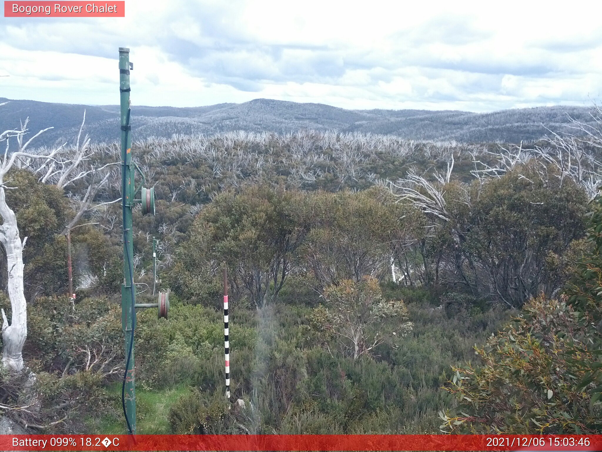 Bogong Web Cam 3:03pm Monday 6th of December 2021