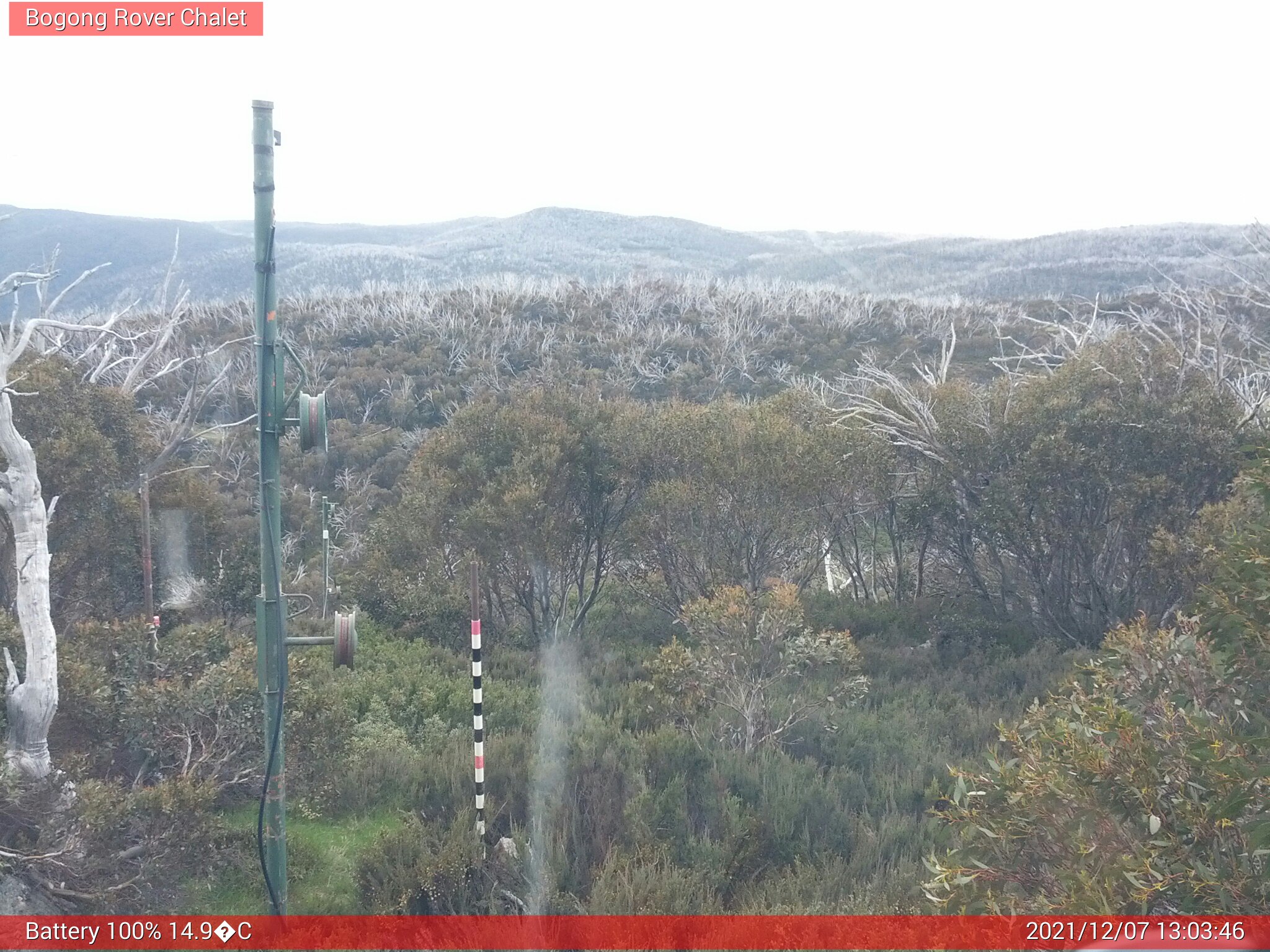 Bogong Web Cam 1:03pm Tuesday 7th of December 2021