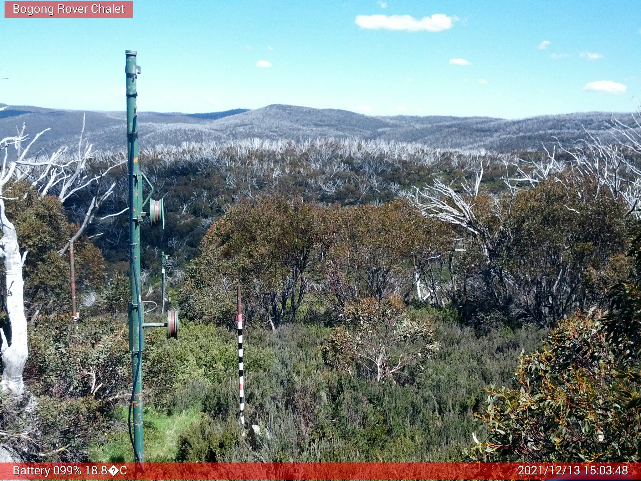 Bogong Web Cam 3:03pm Monday 13th of December 2021