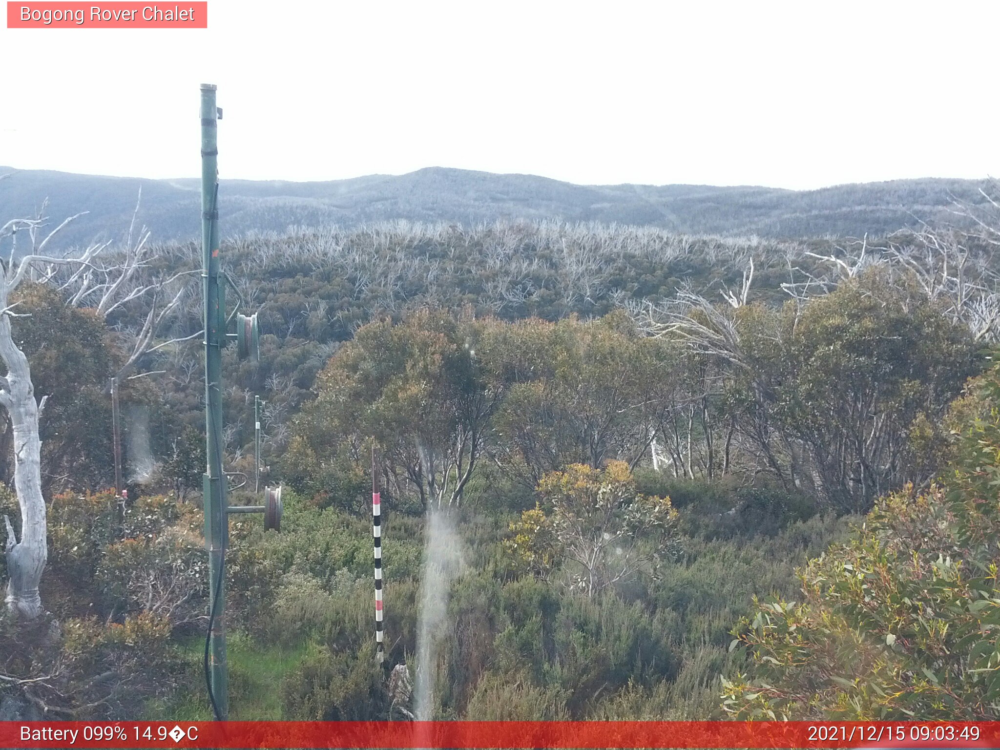 Bogong Web Cam 9:03am Wednesday 15th of December 2021