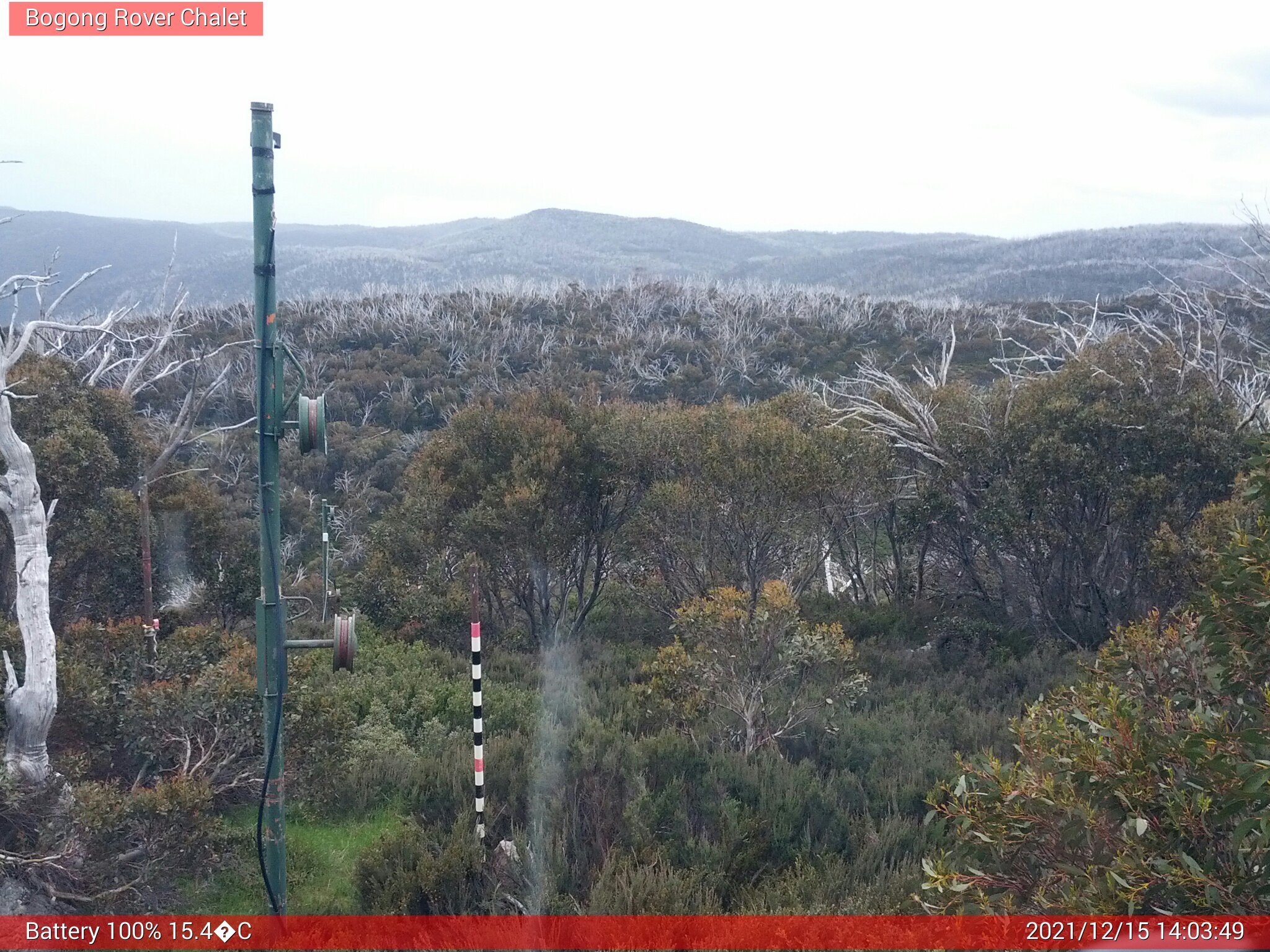 Bogong Web Cam 2:03pm Wednesday 15th of December 2021