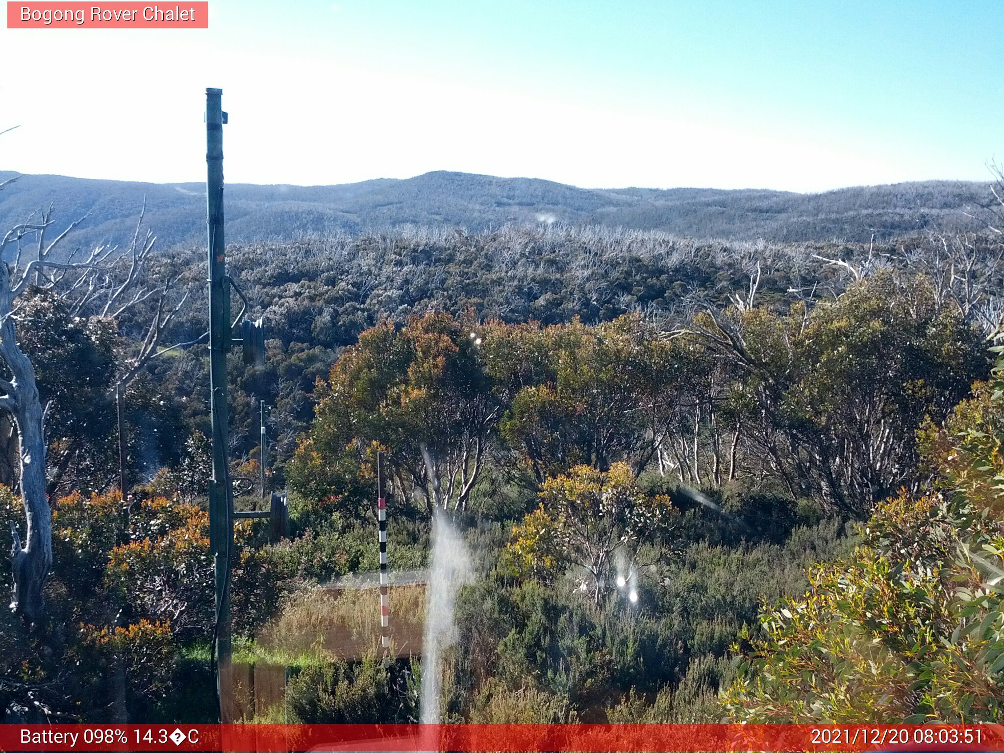 Bogong Web Cam 8:03am Monday 20th of December 2021